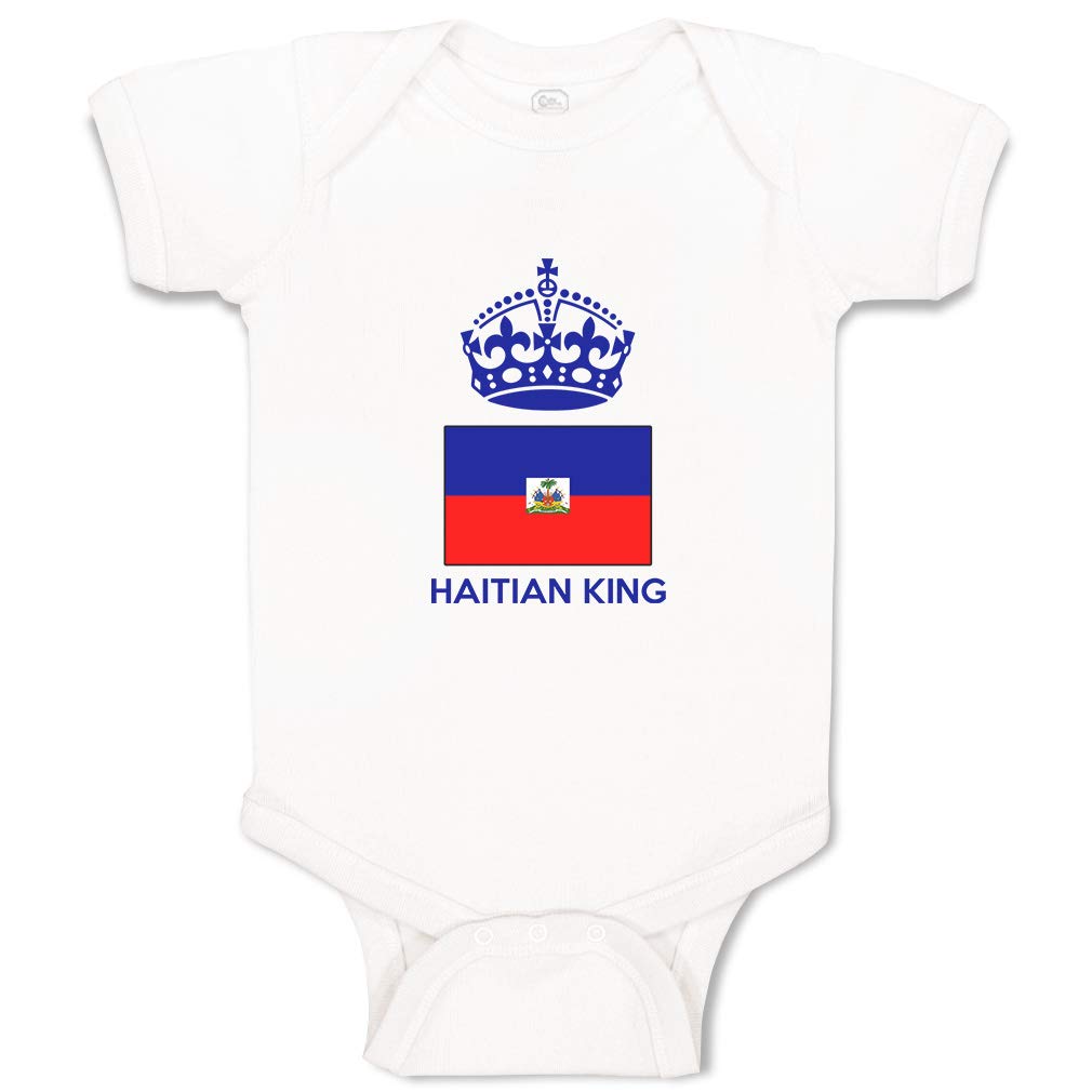 Custom Haitian King Crown Baby Bodysuit - Funny Cotton Baby Clothes for Boys & Girls | Perfect for Birthdays, Photoshoots & Cultural Celebrations