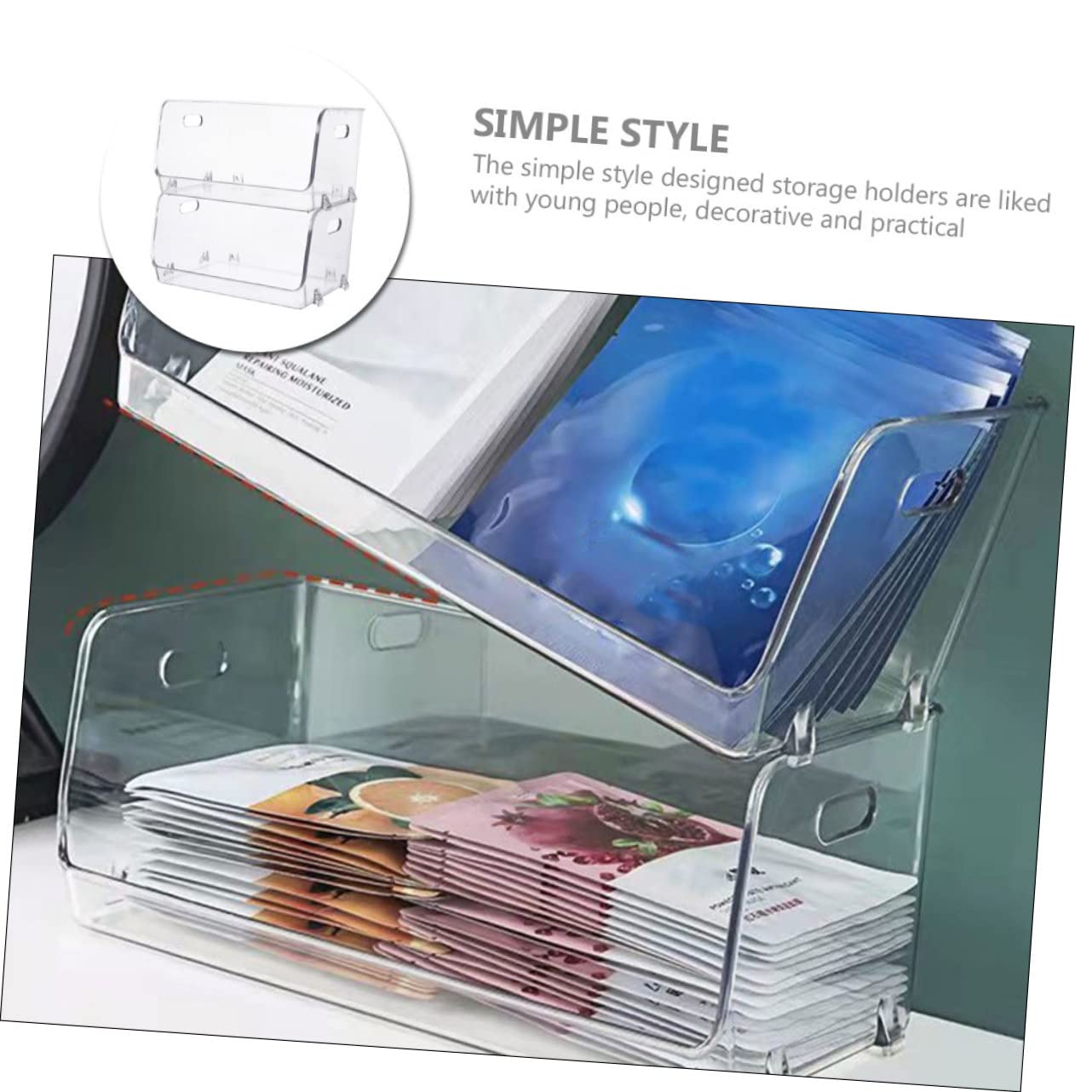 RORPOIR 4-Piece Clear Double Storage Rack Organizer Bins - Perfect for Makeup, Pet Supplies & Home Organization | Space-Saving Bathroom, Bedroom & Closet Storage Solution