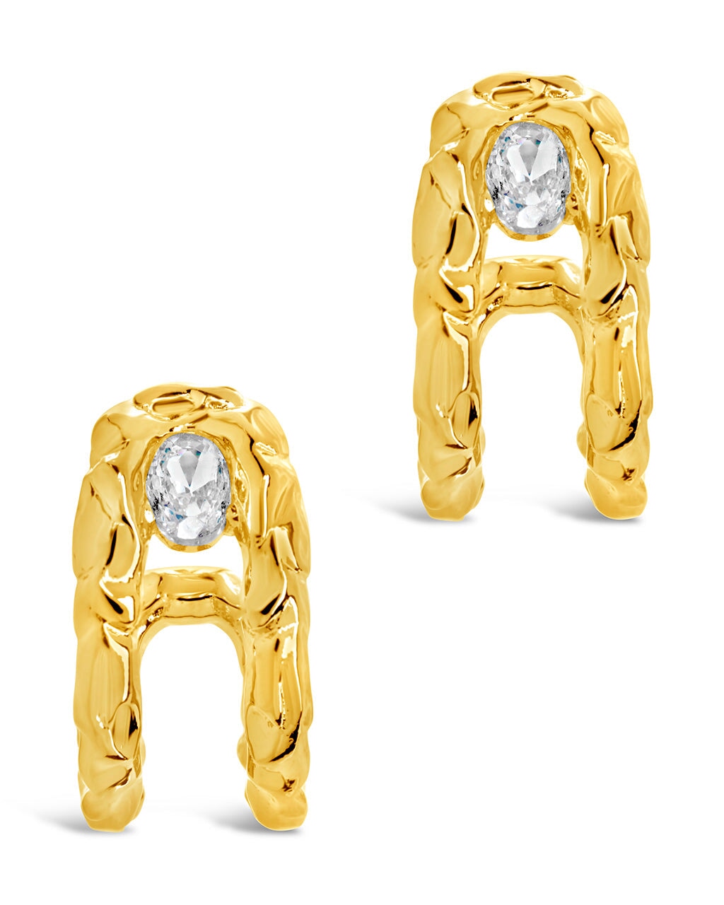Mavis CZ Molten Metal Folded Hoop Earrings for Women - Trendy Gold & Silver Statement Jewelry - Perfect for Parties, Weddings & Everyday Wear