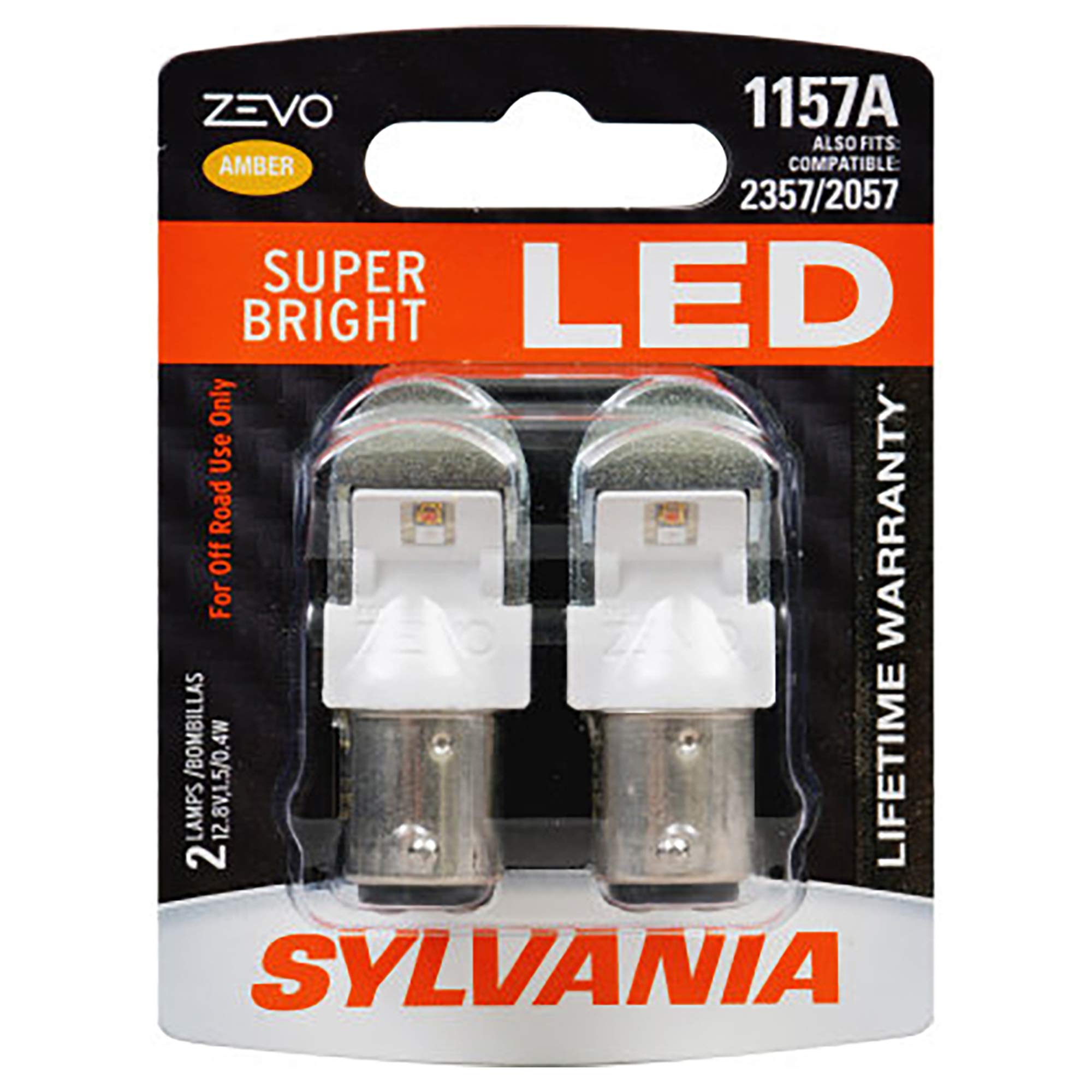 SYLVANIA 1157 ZEVO Amber LED Bulbs - 2 Pack for Park & Turn Lights