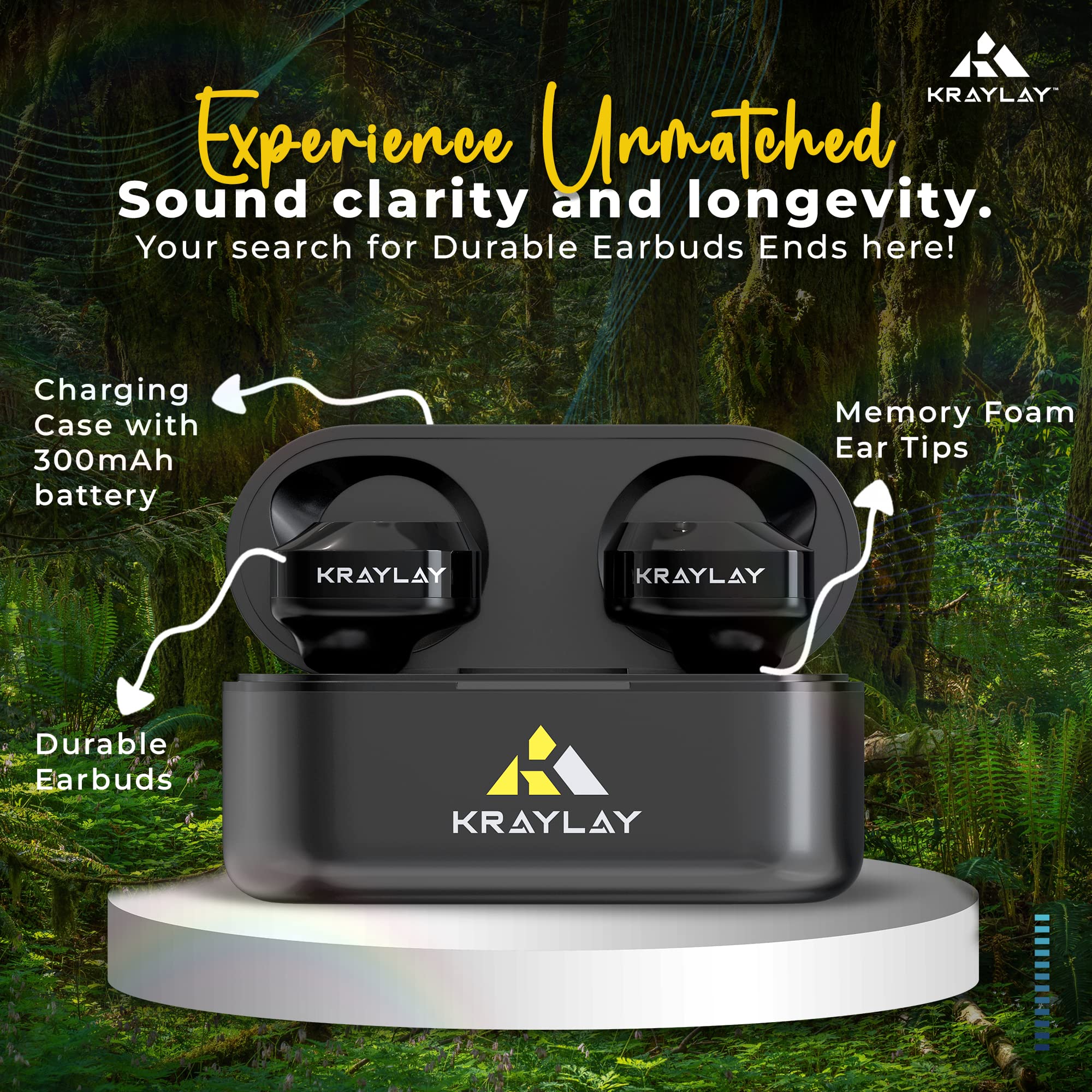 Wireless Bluetooth 5.3 Earbuds with 40H Playtime, IPX7 Waterproof, Memory Foam Ear Tips for Secure Fit - Perfect for Running, Gym Workouts & Gaming (Black)