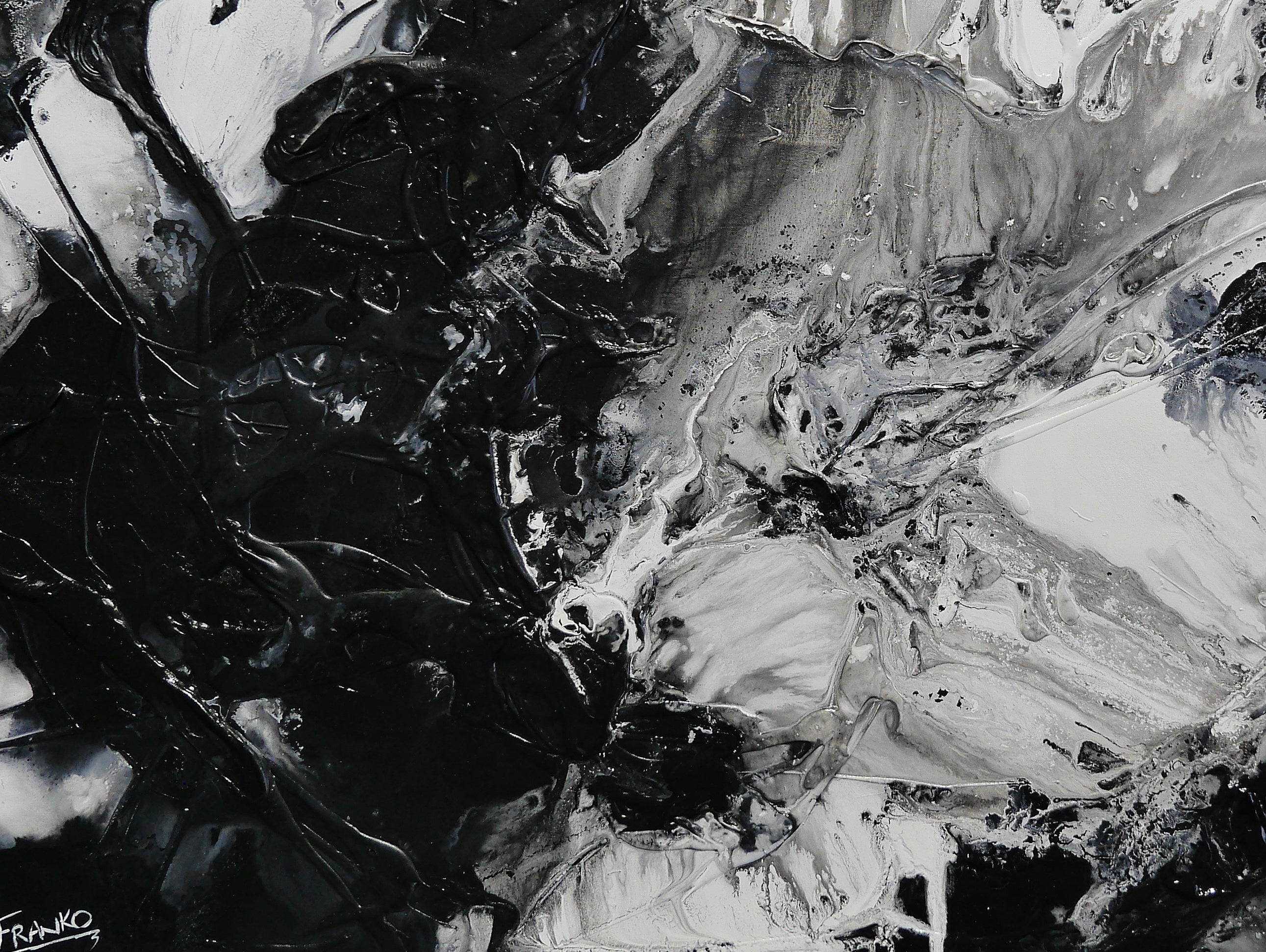 Black Universe 160cm x 100cm Abstract Textured Painting in Black, Grey & White - Modern Wall Art for Living Room, Bedroom & Office Decor