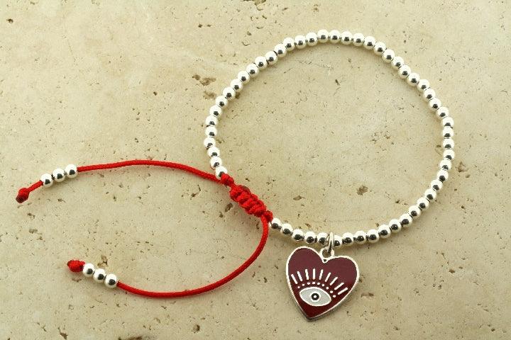 Enamel Red Heart Bead Bracelet for Women - Flying Heart Charm Jewelry for Valentine's Day Gifts & Everyday Wear