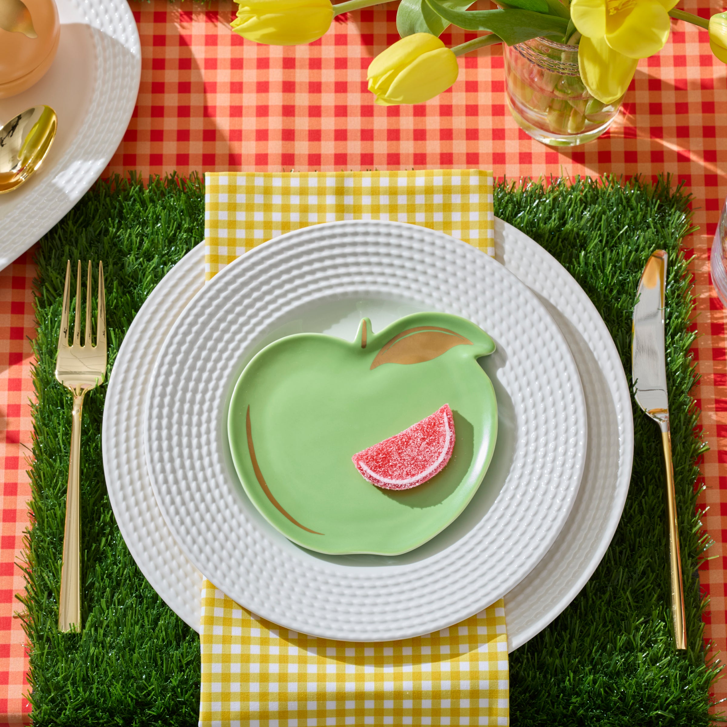 Colorful Tutti Fruity Dessert Plates Set of 4 - Perfect for Birthday Parties, Baby Showers & Candy Buffets