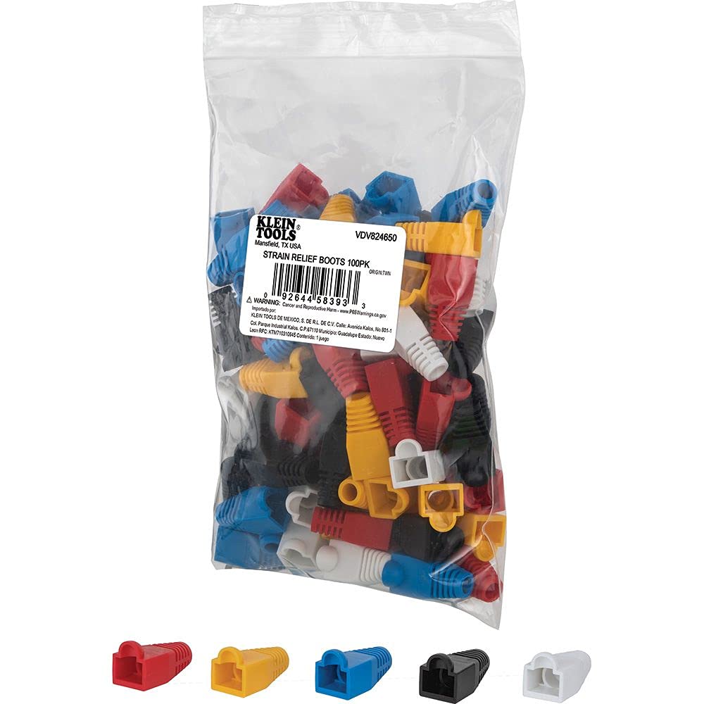 Klein Tools 80093 Professional VDV LAN Cable Tester Kit - Includes LAN Tester, Pass Thru Crimper, CAT6/CAT5e Plugs & Strain Relief Boots (5-Piece Set) for Network Installation & Maintenance