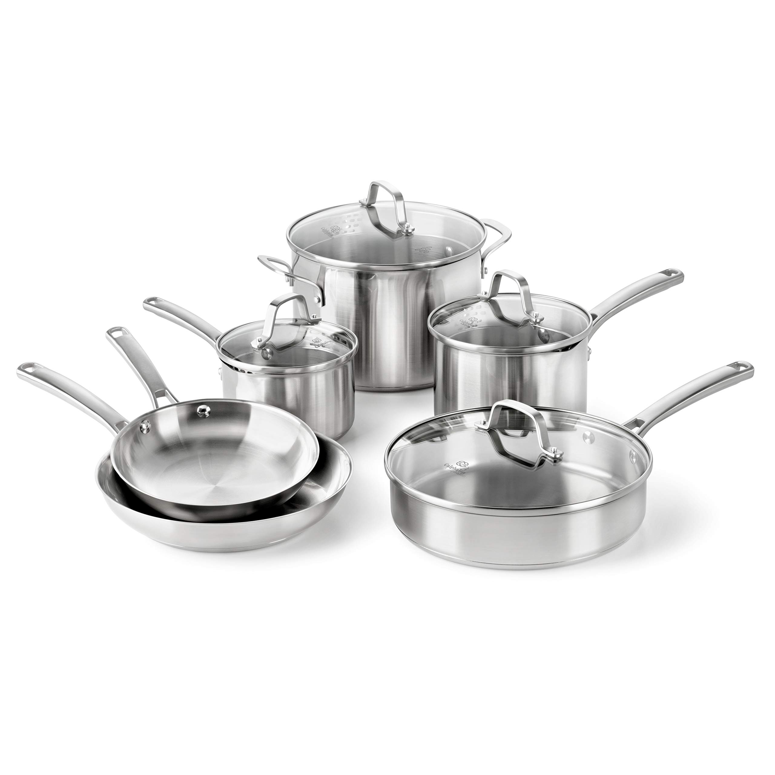 Calphalon Classic 10-Piece Stainless Steel Cookware Set - Pots and Pans with Sauce Pan (3.5-Quart) for Professional Cooking & Home Kitchen Use