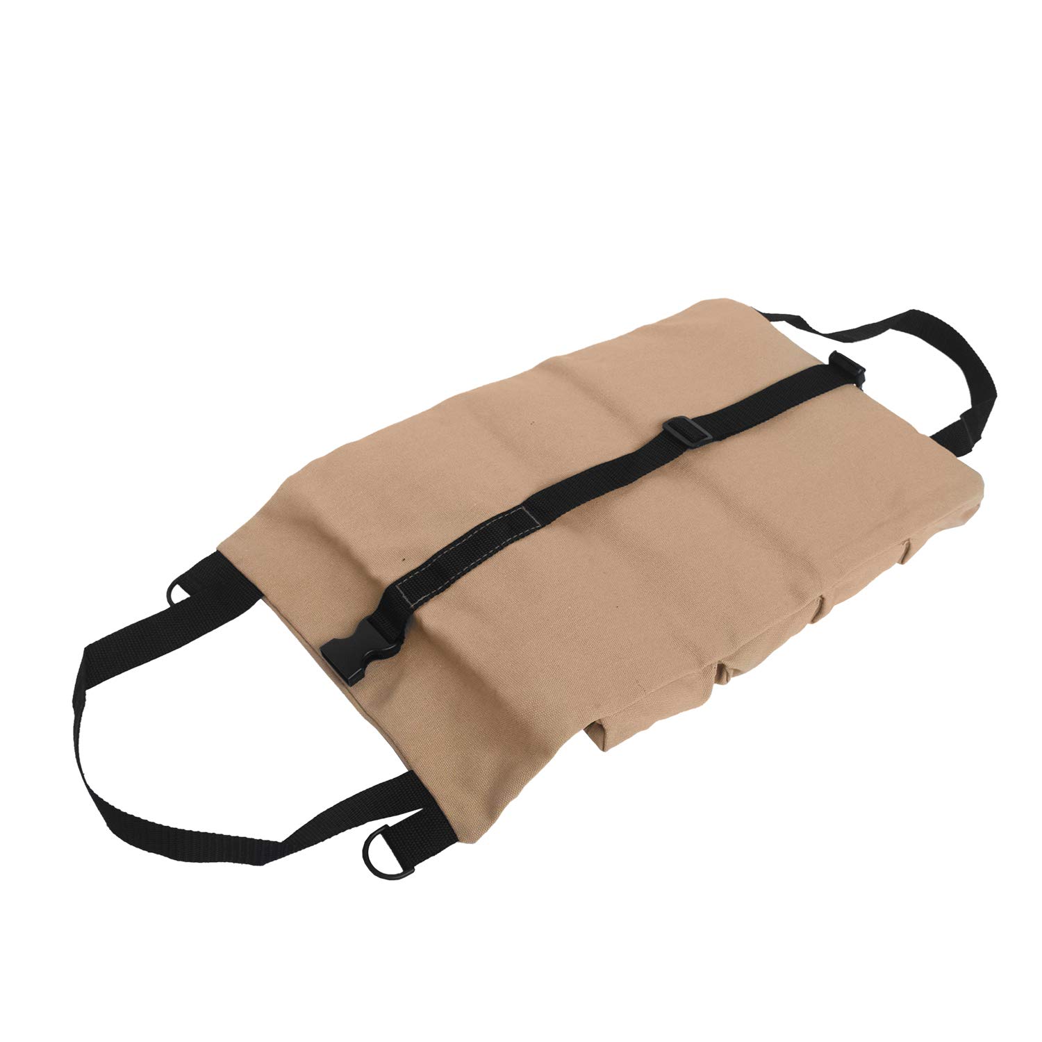 UNISTRENGH Heavy Duty Canvas Tool Roll Up Bag - Multipurpose Wrench Roll Pouch Organizer with 5 Zipper Pockets - Perfect for Car Repair, First Aid Kit Storage, Camping Gear & DIY Projects (Khaki)