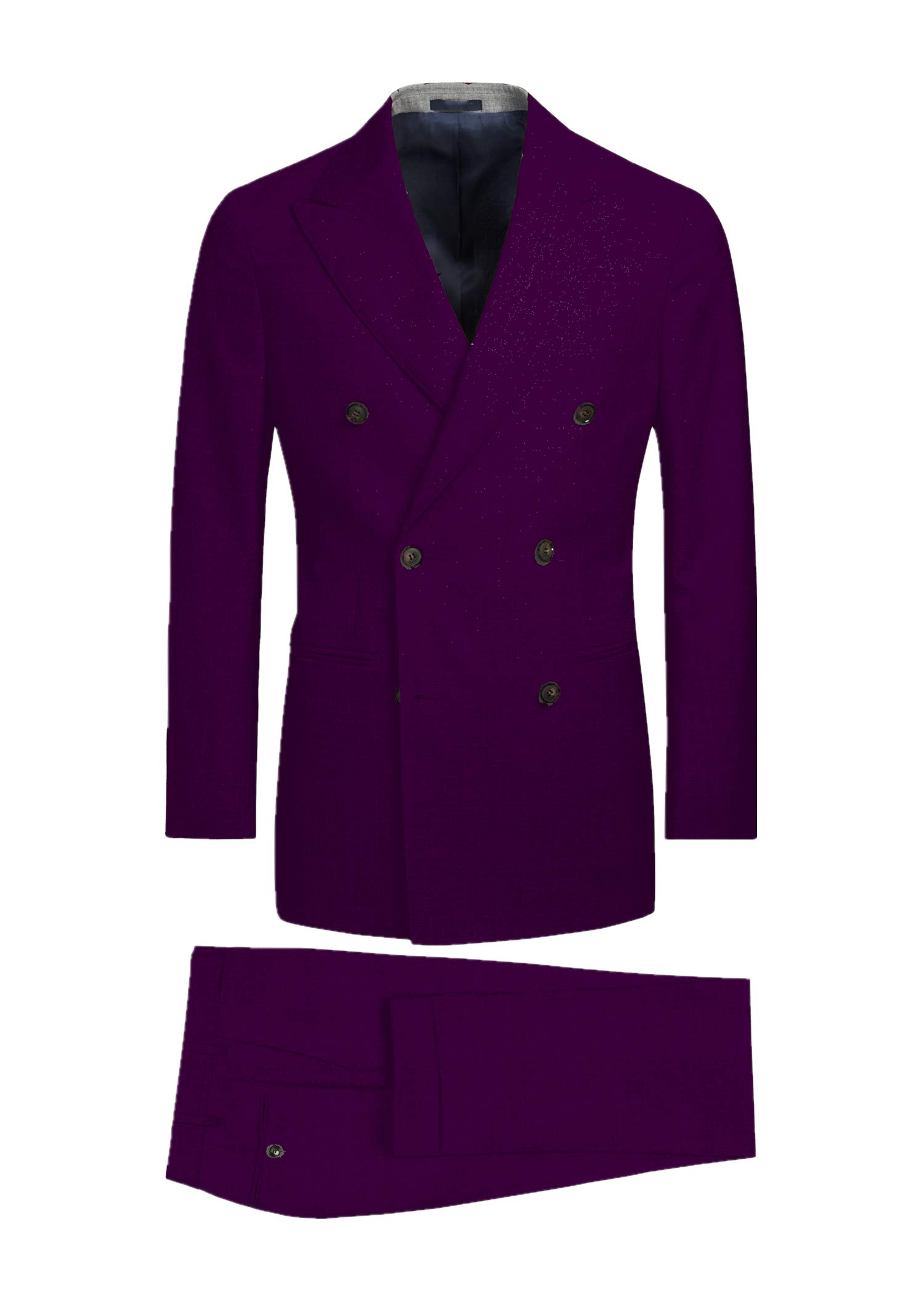 Men's Slim Fit Double Breasted Peak Lapel Tuxedo Suit 2-Piece Set - Formal Purple Wedding Suit for Groom, Business & Special Occasions
