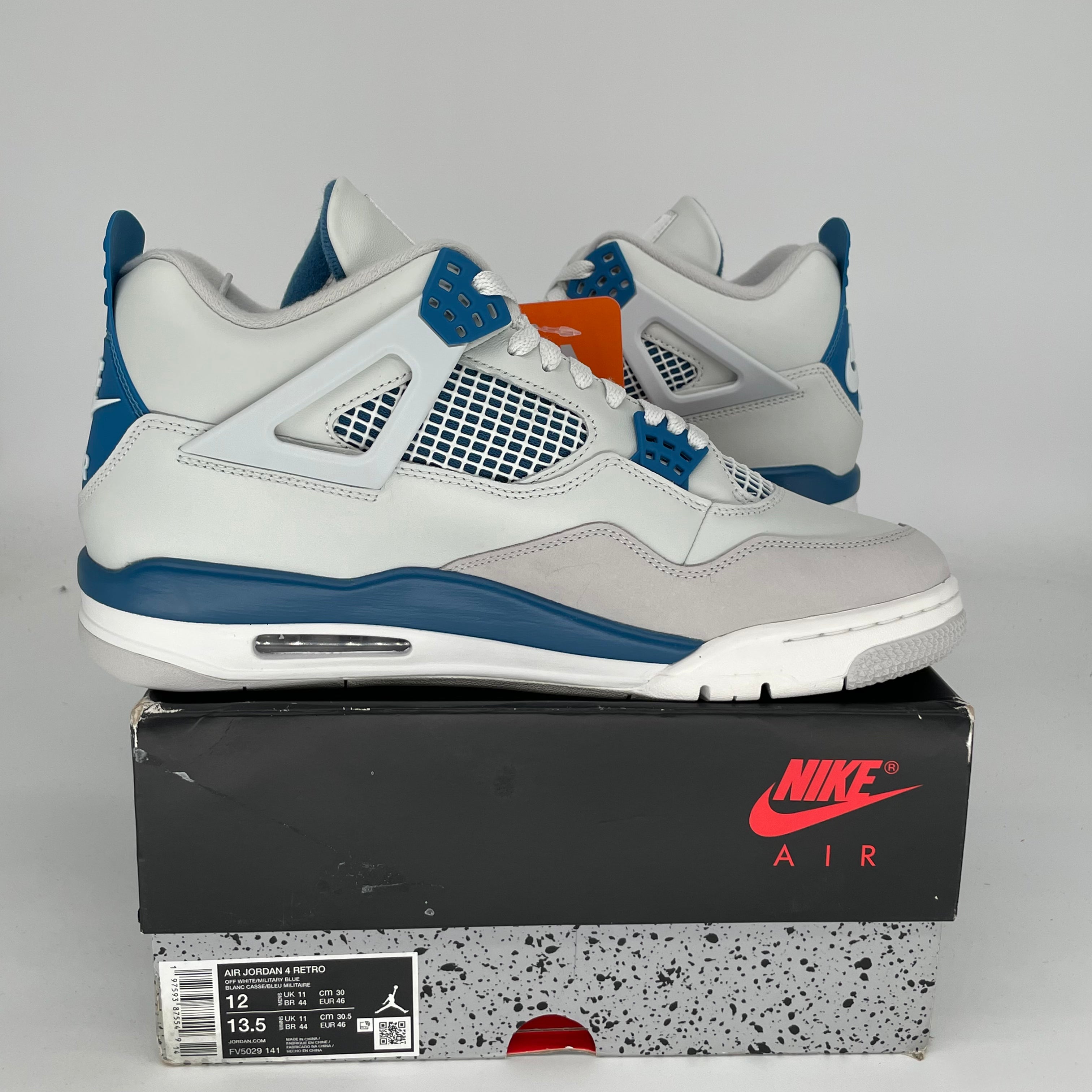 Original Air Jordan 4 Retro 'Military Blue' Men's Basketball Shoes - Size 12 (FV5029-141) - Perfect for Sneaker Collectors & Streetwear Fashion