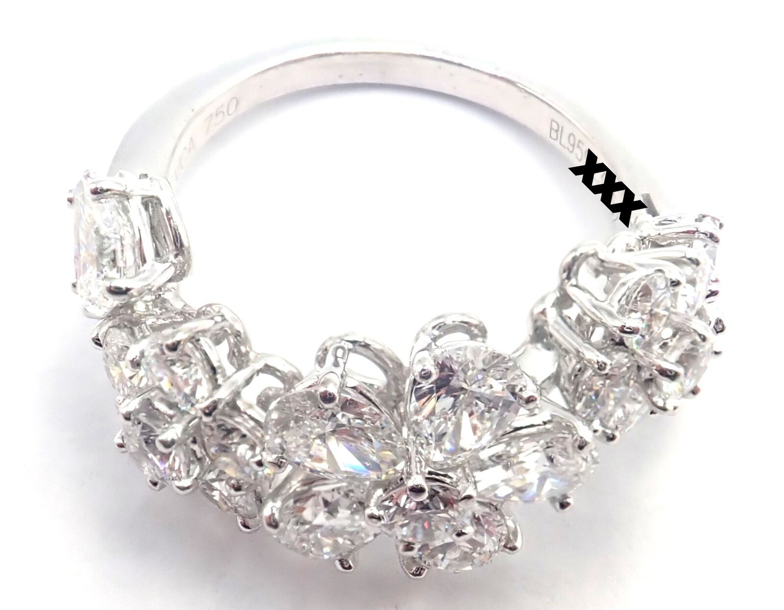 Authentic Van Cleef & Arpels Folie des Pres 18k White Gold Diamond Flower Ring - Luxury Jewelry for Weddings, Anniversaries & Special Occasions