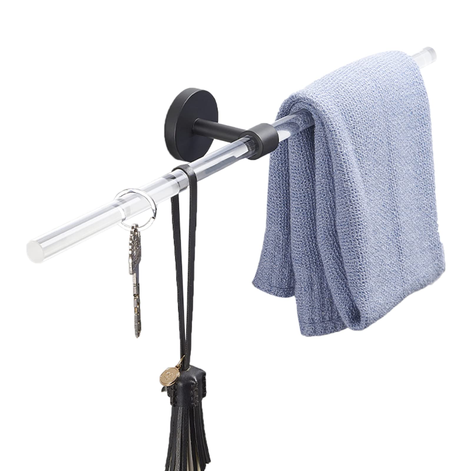 No Drill Towel Bar - Self Adhesive Wall Mounted Towel Rack 40cm, Black/Copper/Acrylic for Kitchen & Bathroom - Perfect for Small Spaces, Apartments and RVs
