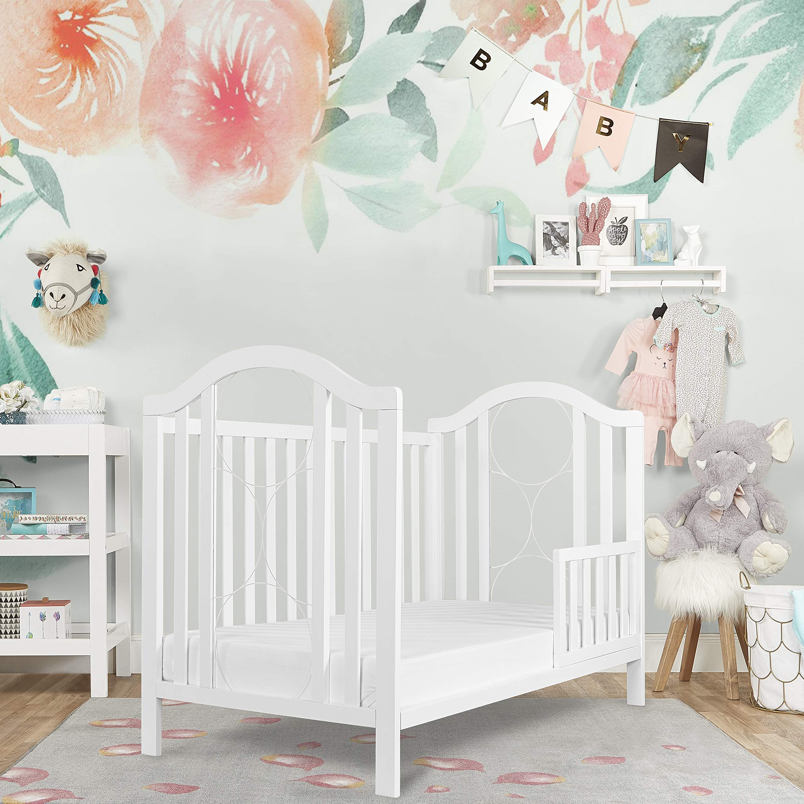 Ariel Convertible Crib in White - Greenguard Gold Certified Safe Baby Crib | Nursery Furniture for Newborns & Toddlers | Converts to Toddler Bed & Daybed