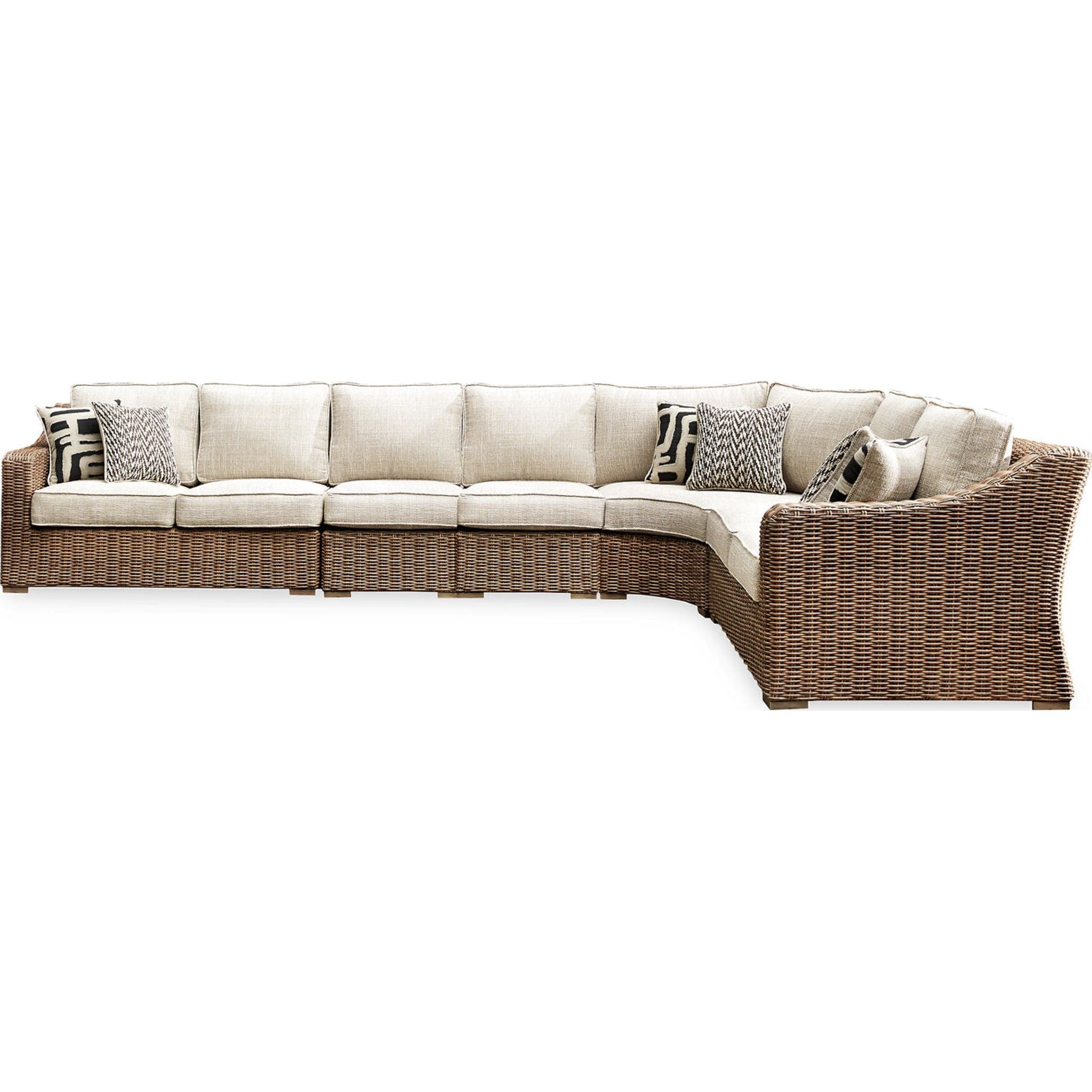 Beachcroft 5-Piece Outdoor Sectional Sofa Set with Coffee Table - Water-Resistant Beige Patio Furniture for Backyard, Poolside & Garden Relaxation