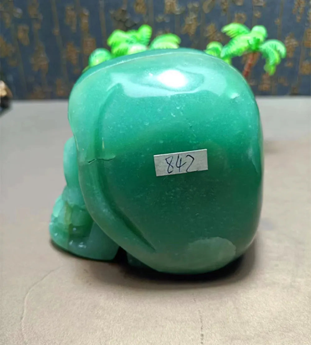 Natural Green Dongling Carved Skull Energy Quartz Crystal - Feng Shui Healing Stone for Chakra Balancing, Meditation & Home Decor | Perfect for Spiritual Healing, Yoga Spaces & Gothic Interior Design