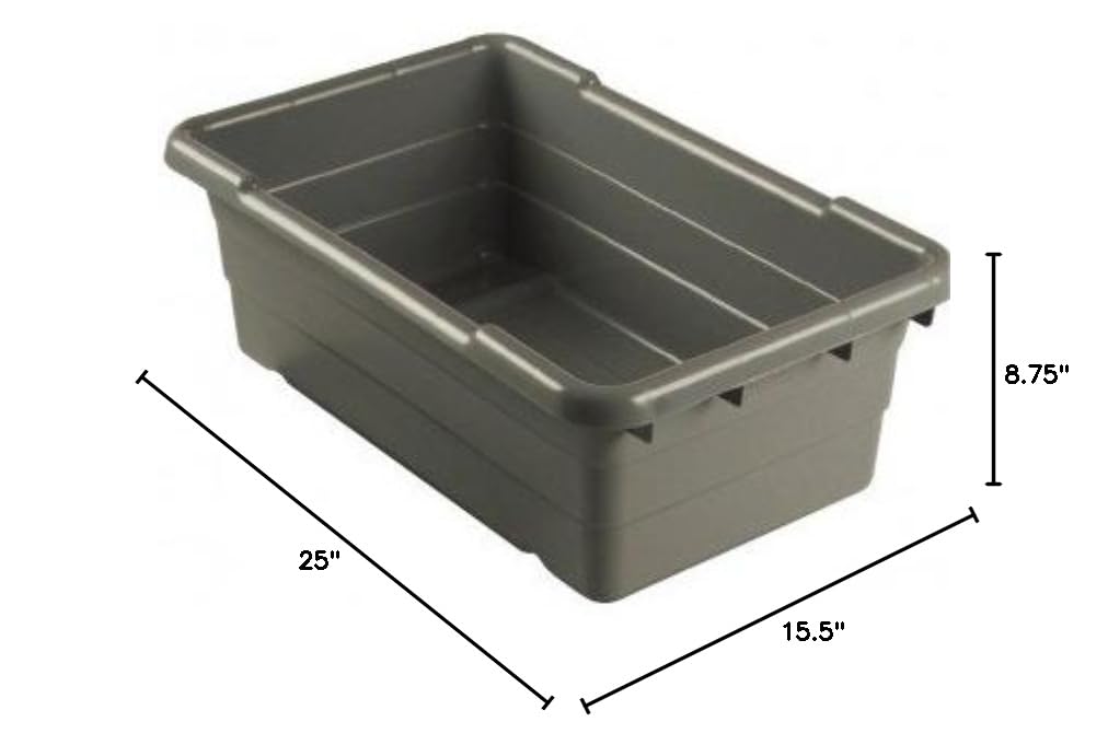 ULTRASOURCE Food-Grade Bus Totes & Meat Lugs Set (4 Containers with Matching Lids, Gray) - NSF Approved for Commercial Kitchens, Butcher Shops & Food Processing