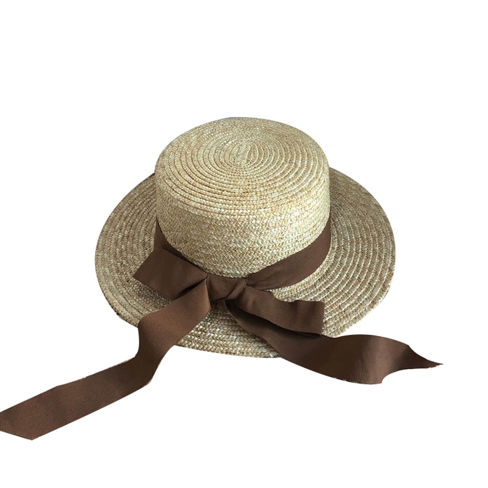 Women's Wide Brim Straw Hat - Breathable Summer Beach Hat with Ribbon Bowknot - Handmade Panama Boater Hat for Sun Protection - Perfect for Beach Vacations, Garden Parties & Outdoor Weddings
