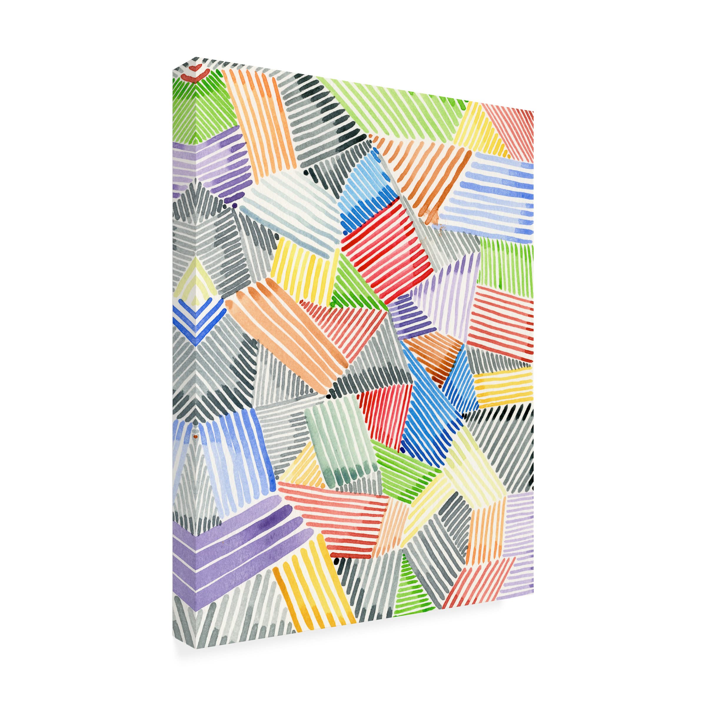 Trademark Fine Art 'Crosshatch Quilt II' Canvas Wall Art by Nikki Galapon - Modern Abstract Painting for Living Room, Bedroom & Office Decor