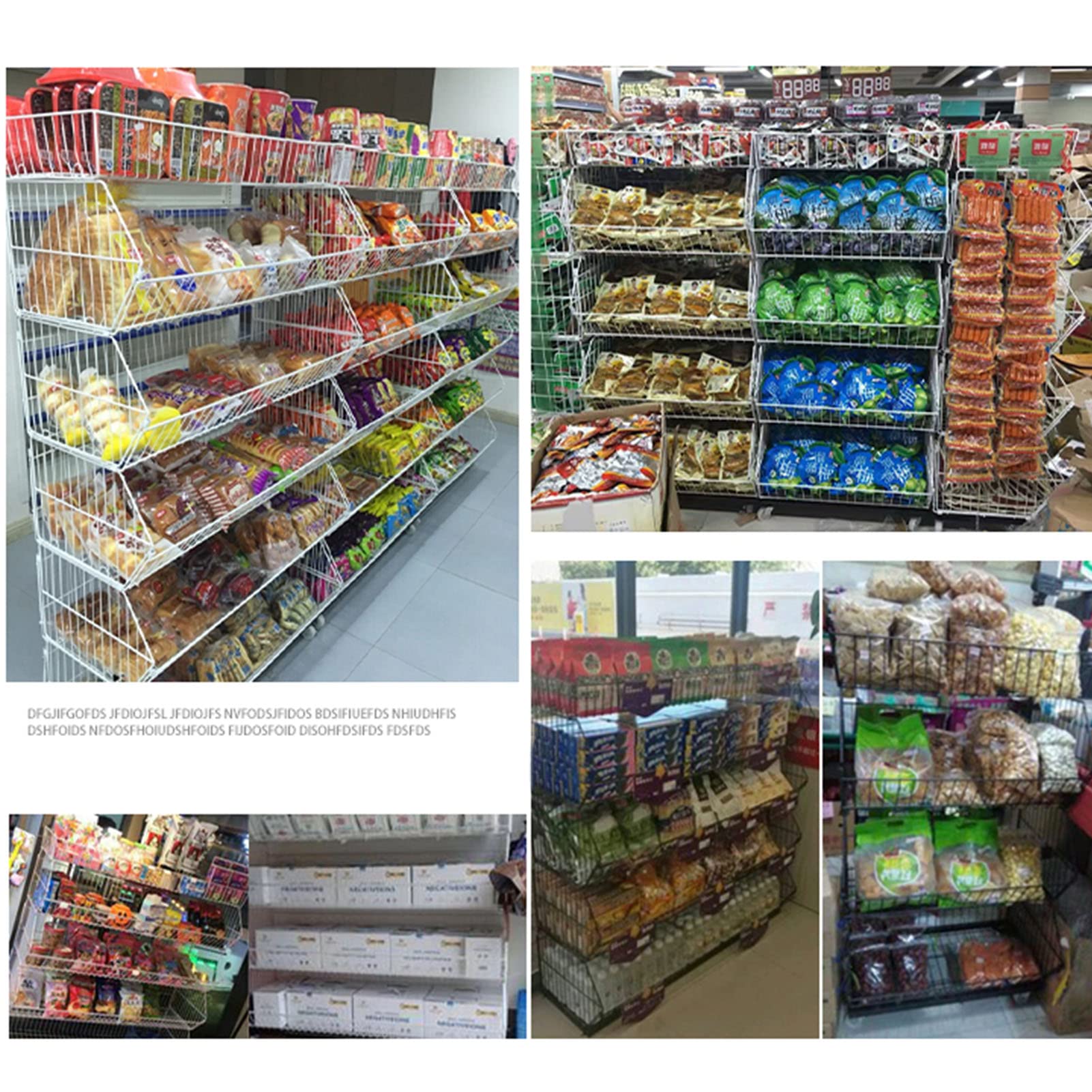 4-Tier Metal Display Shelf for Convenience Store & Supermarket - Commercial Snack, Toy, Jewelry, Mask & Cosmetic Storage Rack - Perfect for Retail, Bakery and Small Business Product Display