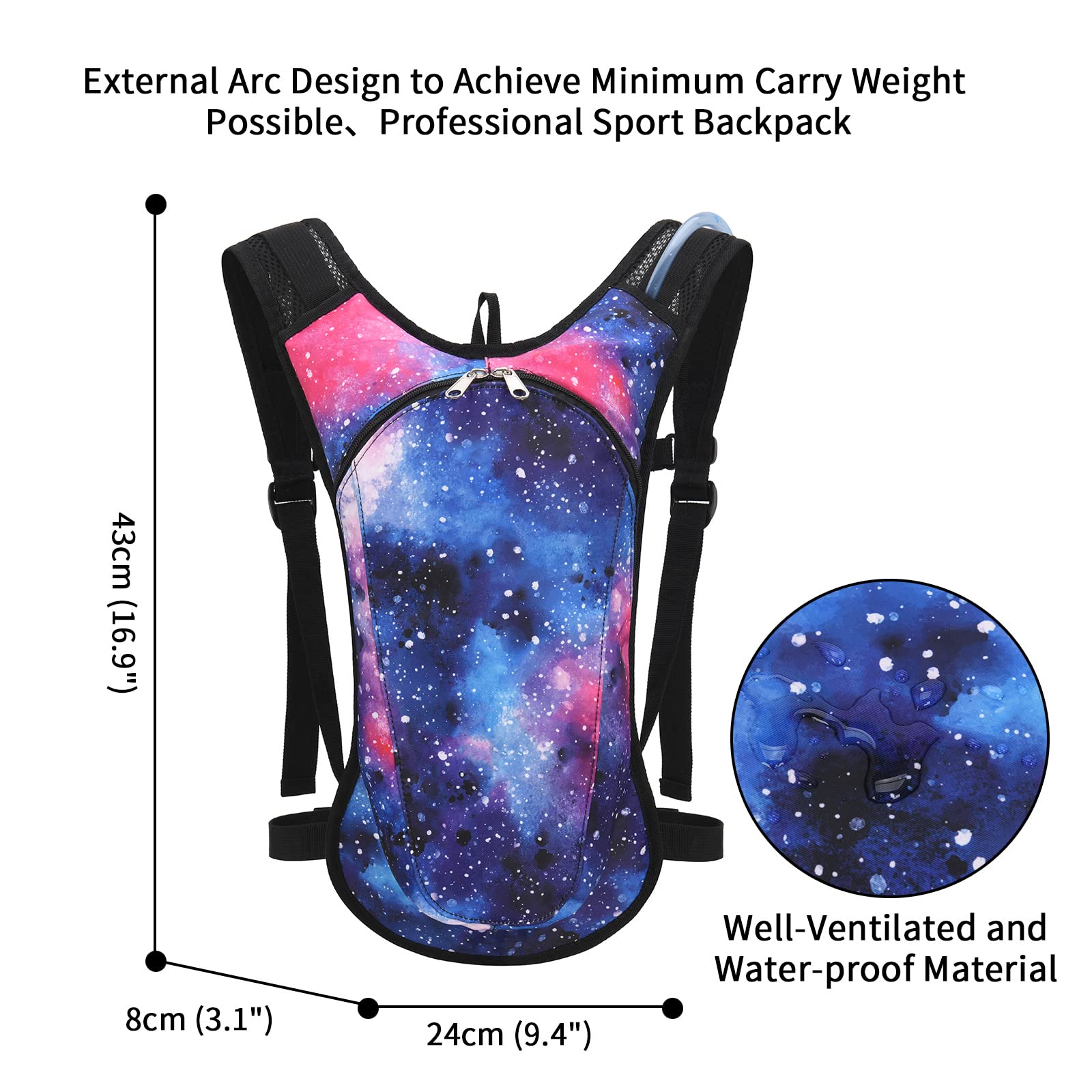 2L Hydration Backpack with Leak-Proof Bladder - Lightweight Water Pack for Running, Hiking, Cycling & Outdoor Activities | Perfect for Men & Women at Music Festivals, Marathons & Adventure Sports