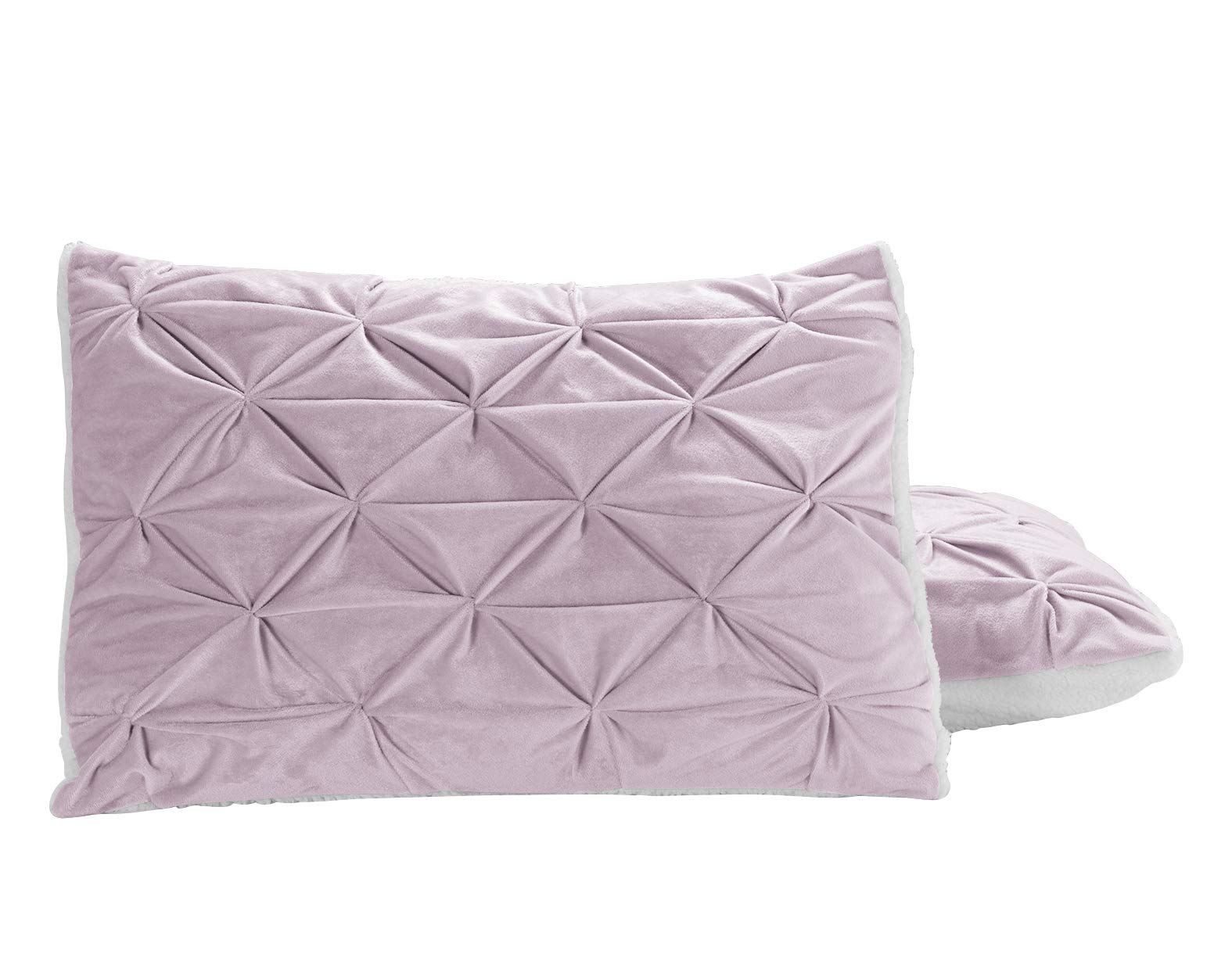 Premium Softest Reversible 3-Piece Comforter Set - Full/Queen Size Dusty Rose | Ultra Cozy Micromink & Sherpa Bedding | Down Alternative Micro-Suede Pintuck Design for Luxurious Comfort | Perfect for Master Bedroom, Guest Room & Cozy Winter Nights