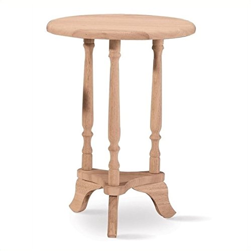 Pemberly Row Unfinished Natural Wood Plant Stand Table for Garden, Round Side Accent Table for Living Room, Tall Pedestal End Table - Perfect for Indoor Plants, Home Decor & Outdoor Patio Furniture