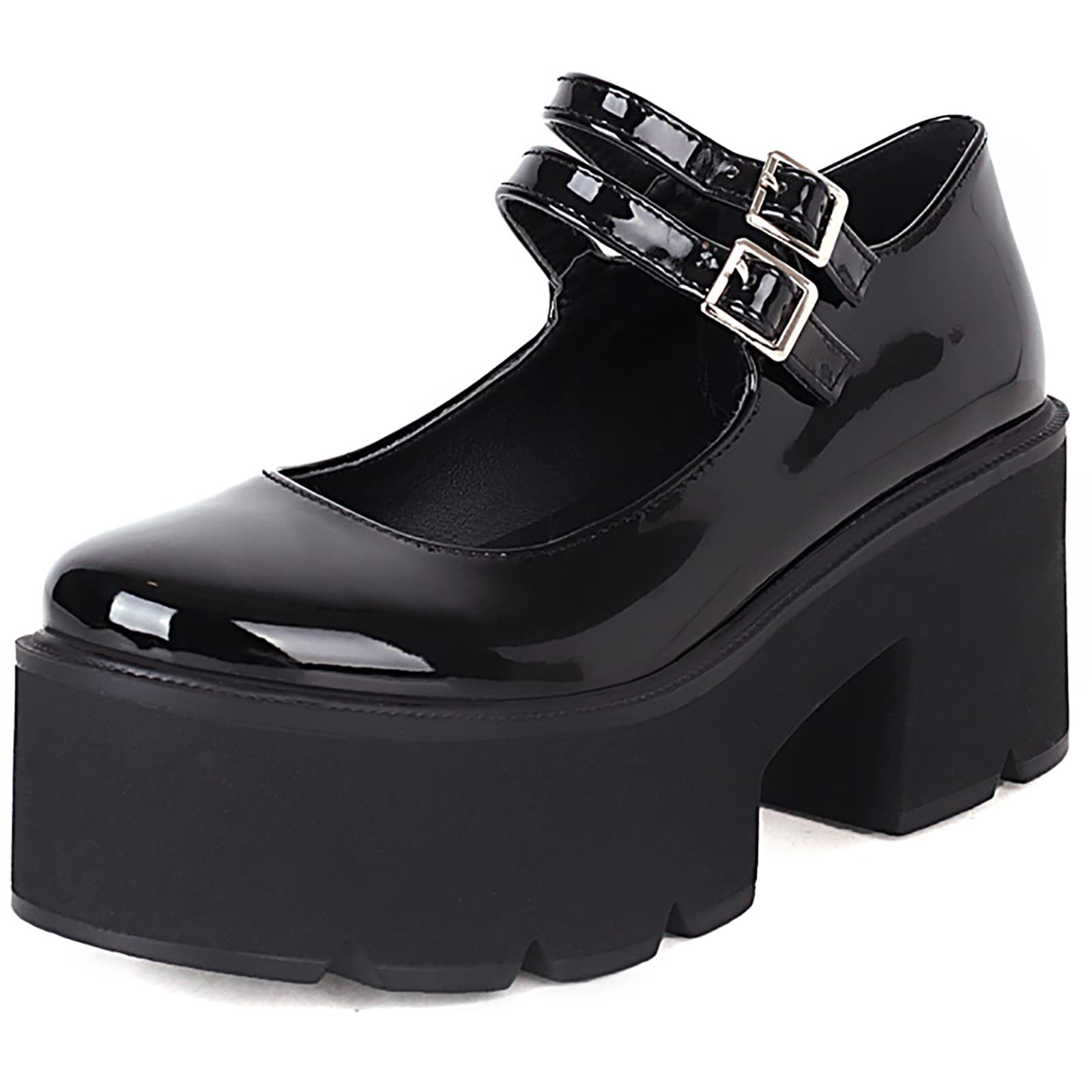 Gothic Platform Shoes for Women - Cosplay Flat Shoes, Lolita Princess Shoes, Role-Playing Oxford Shoes, Mary Jane Party Shoes in Patent Leather (Plus Size Available) - Perfect for Cosplay, Gothic Fashion, Lolita Style & Themed Parties