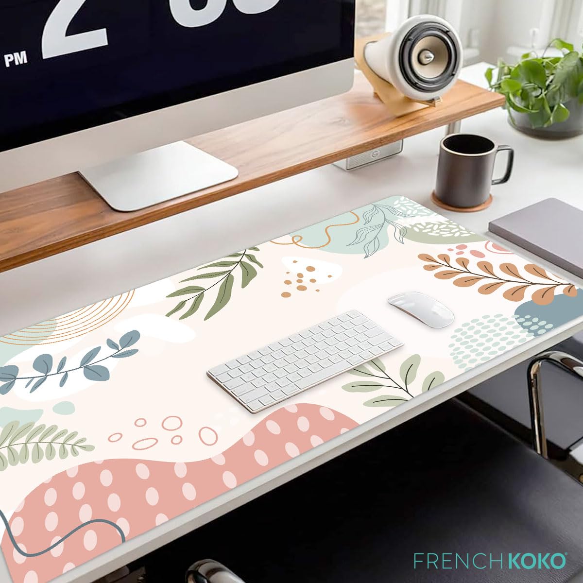 French KOKO Large Desk Mat - Extra Large Mouse Pad & Keyboard Pad for Home Office, Gaming, and Work - Non-Slip Waterproof Desk Protector for Computers & Laptops - Cute Office Essentials for Women & Men