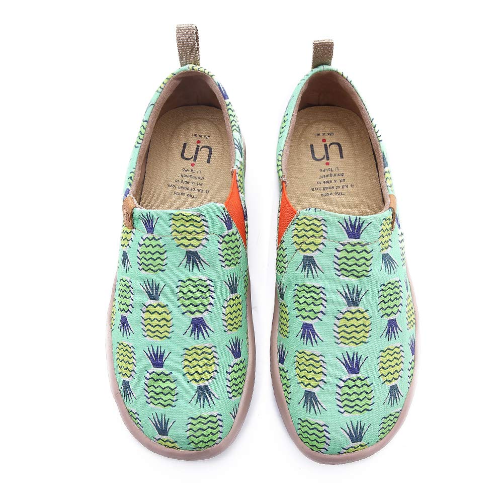UIN Women's Slip-On Canvas Sneakers - Hand-Painted Floral Art, Comfortable Summer & Spring Travel Shoes for Casual Walking, Beach Outings, and Vacation Style