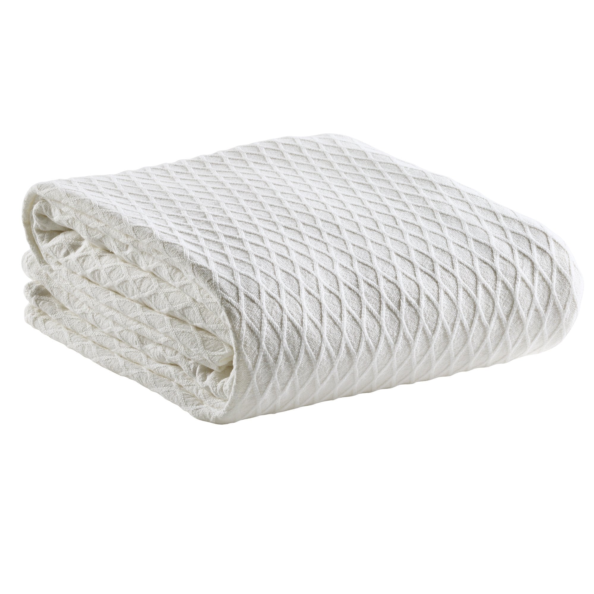 Bianca Gosford Soft White Cotton Blanket - Premium Cozy Bed Blanket for All Seasons, Perfect for Bedroom, Sofa, and Travel Use