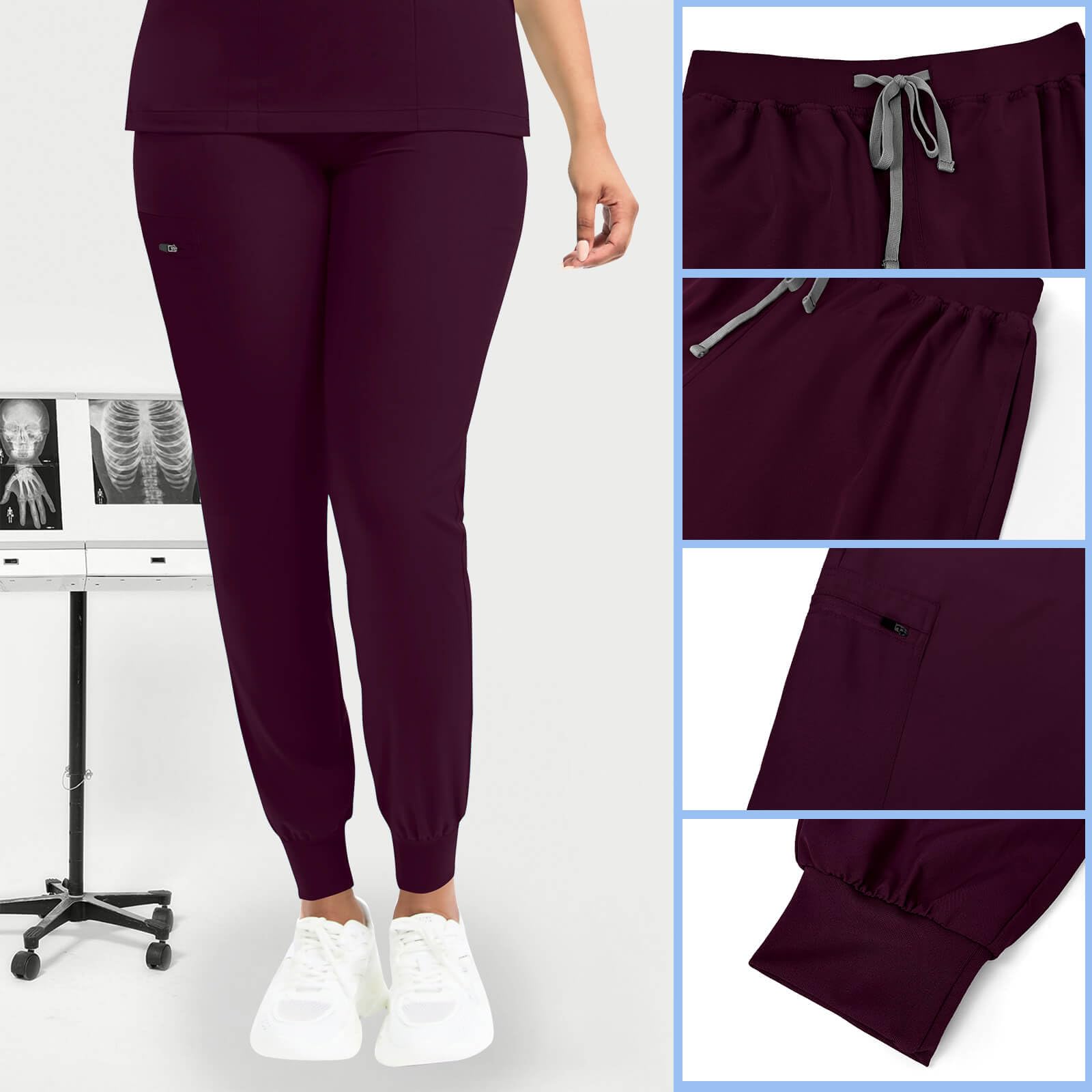VIAOLI Women's Classic V-Neck Scrub Top & Yoga Jogger Pants Set - Comfortable Medical Nursing Uniform for Healthcare Professionals - Perfect for Hospitals, Clinics & Long Shifts