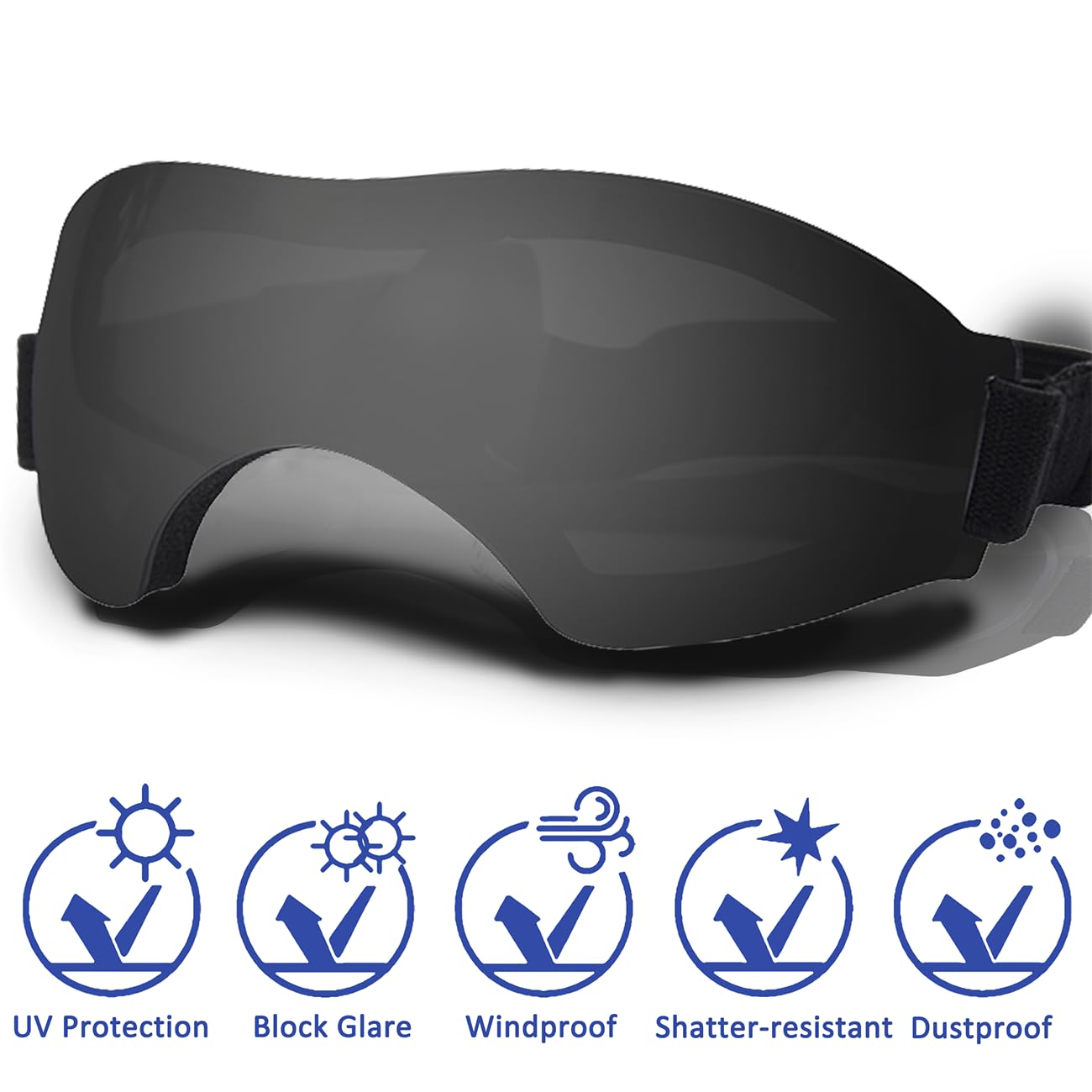 UV Protection Dog Goggles for Medium Dogs - Adjustable Strap Windproof & Snowproof Pet Sunglasses - Eye Protection for Hiking, Running, Beach & Outdoor Activities
