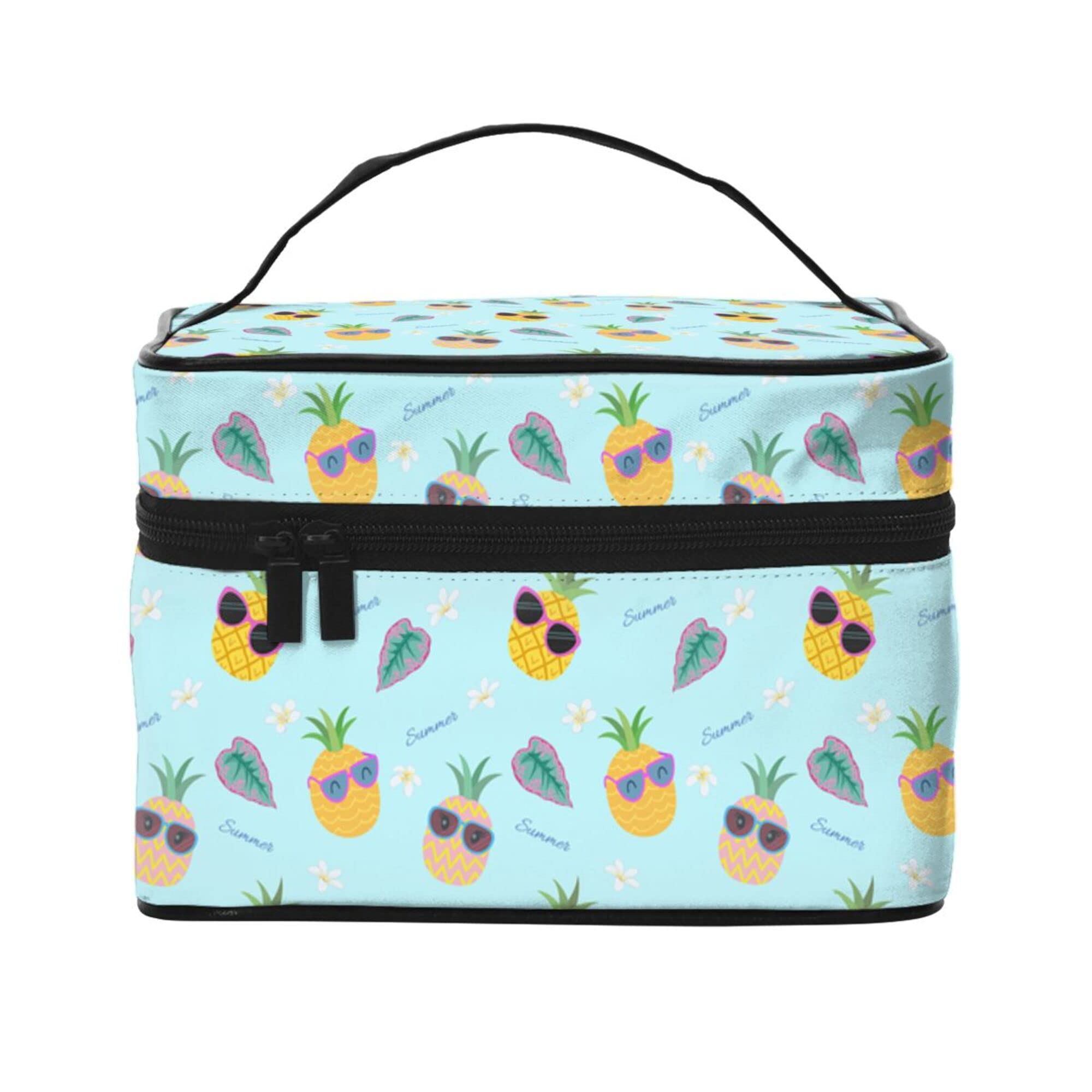 Stylish Cartoon Pineapple with Sunglasses Cosmetic Bag - Portable Travel Makeup Organizer for Women & Girls | Perfect for Travel, Gym & Daily Storage