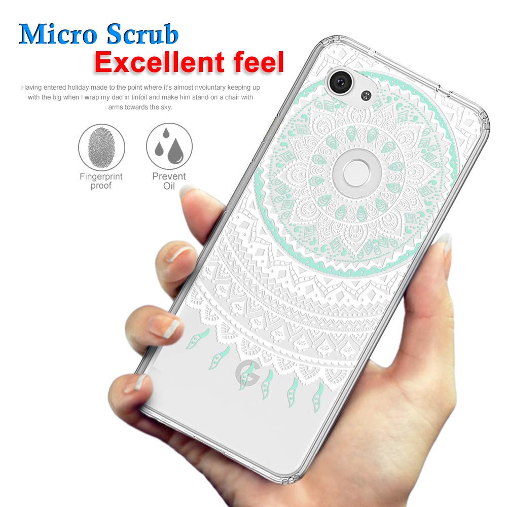 Google Pixel 3a XL Case - Clear Hard Plastic Back with TPU Bumper Protective Cover | Shockproof & Scratch Resistant | Green Floral Design | Perfect for Everyday Use, Travel & Outdoor Activities