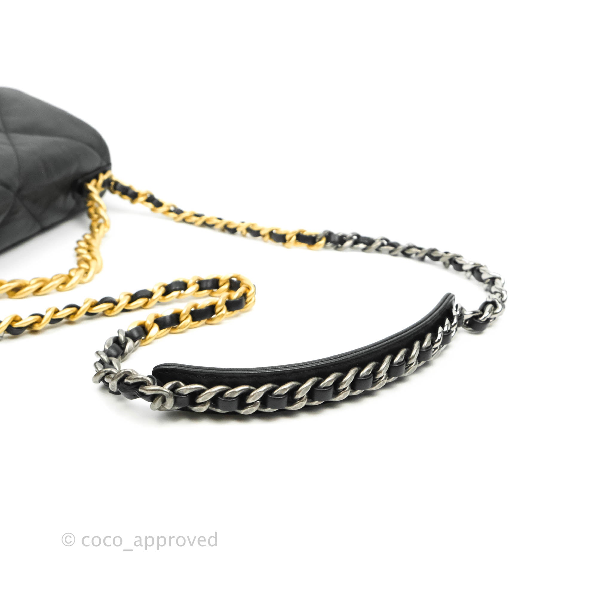 Chanel 19 Small Handbag Black Goatskin Leather Mixed Hardware Crossbody Bag for Women - Perfect for Date Night, Office & Evening Events