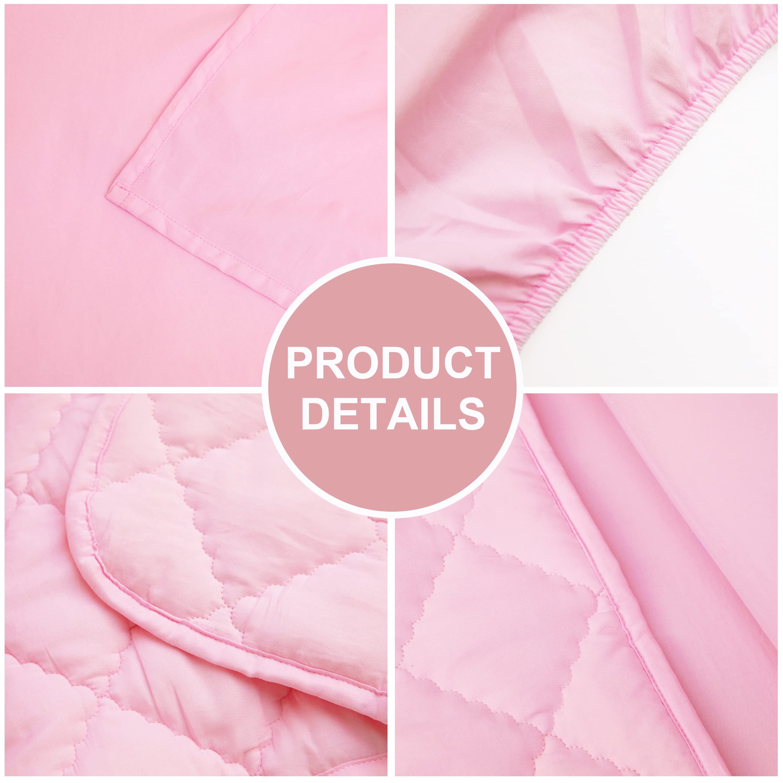 FLXXIE 4-Piece Toddler Bedding Set - Soft Breathable Microfiber Crib Sheets with Quilted Comforter, Flat Sheet, Fitted Sheet & Pillowcase for Boys & Girls (Pink) - Perfect for Nursery, Daycare & Toddler Rooms