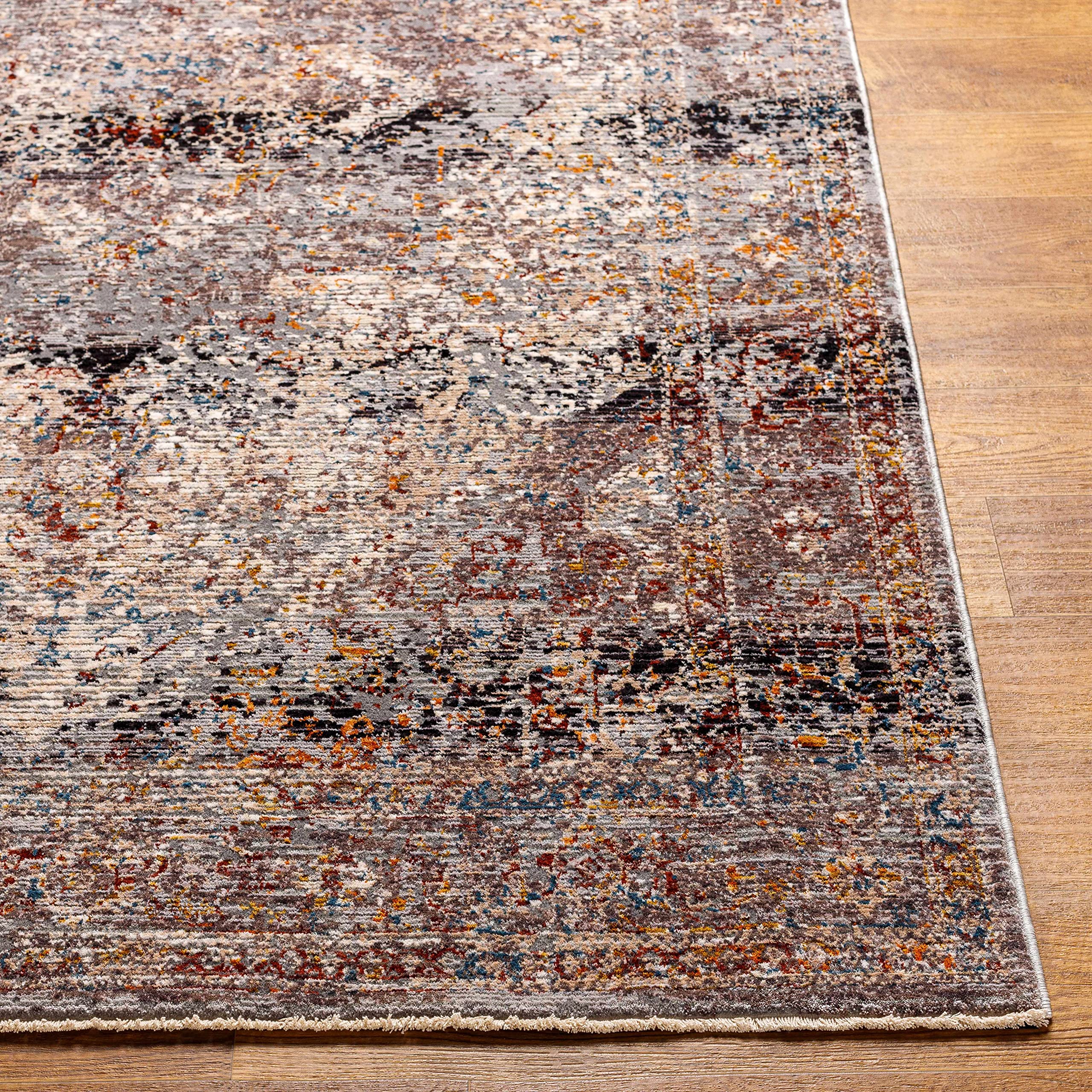 Hauteloom Kaynakkaya Traditional Handmade Wool Area Rug - Charcoal Black Dark Red - 8'10