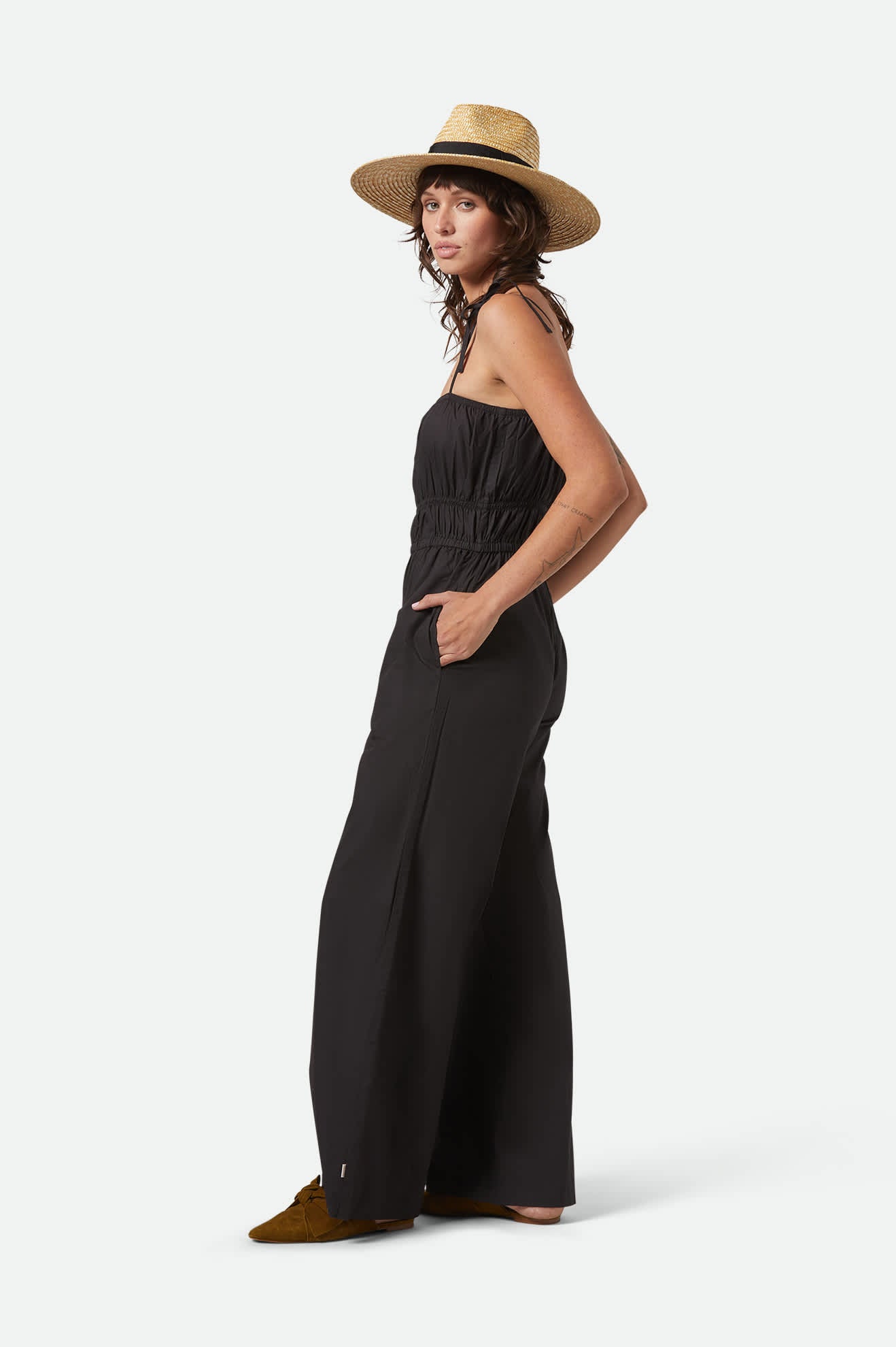 Eden Smocked Jumpsuit for Women - Black Floral Romper with Puff Sleeves | Perfect for Summer Outfits, Beach Vacations & Date Nights