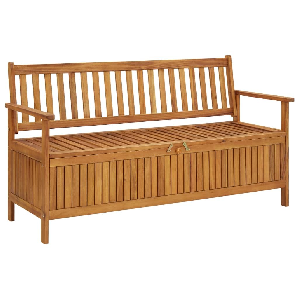 vidaXL Solid Acacia Wood Storage Bench - Stylish Patio Furniture with Large Storage Compartment, Durable Outdoor Seating, Natural Oil Finish - Perfect for Garden, Deck, and Entryway Organization