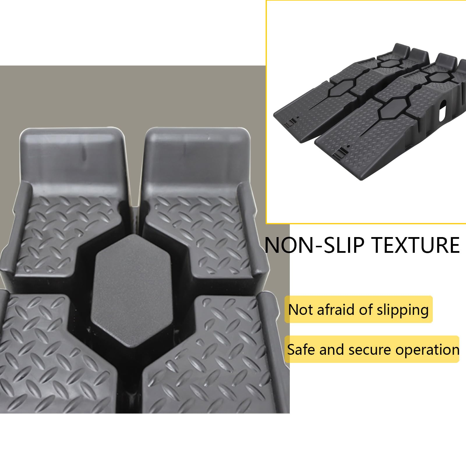 INTBUYING 2-Pack Heavy Duty Plastic Car Ramps for Oil Changes – 3-Ton Capacity, Anti-Slip Surface, Portable Vehicle Lifting Tools – Perfect for DIY Auto Maintenance, Garage Repairs & Tire Rotation