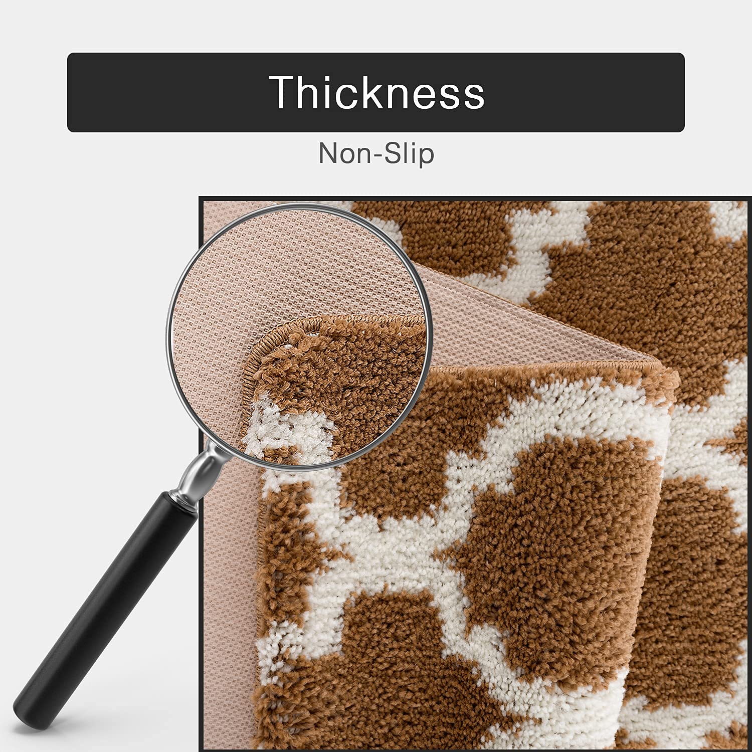 Wunderlin Soft Trellis Non-Slip Washable Kitchen Runner Rugs Set of 2 - Brown, Anti-Skid Floor Mat for Kitchen, Dining Room & High Traffic Areas