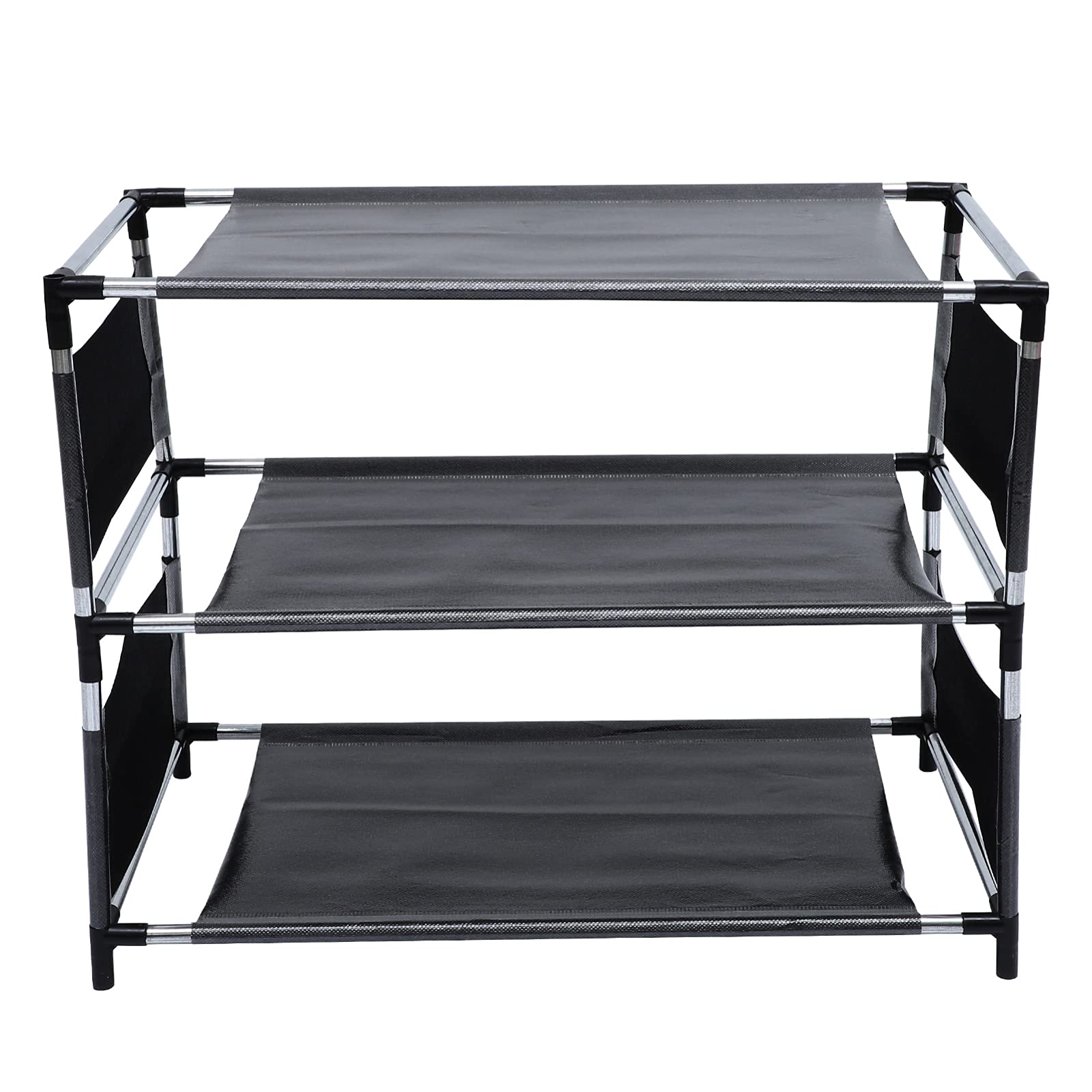 3-Tier Stainless Steel Shoe Rack Organizer - Space Saving Shoe Storage Shelf for Entryway, Closet & Bedroom - Durable Multi-Layer Shoe Rack for Men, Women & Kids Shoes
