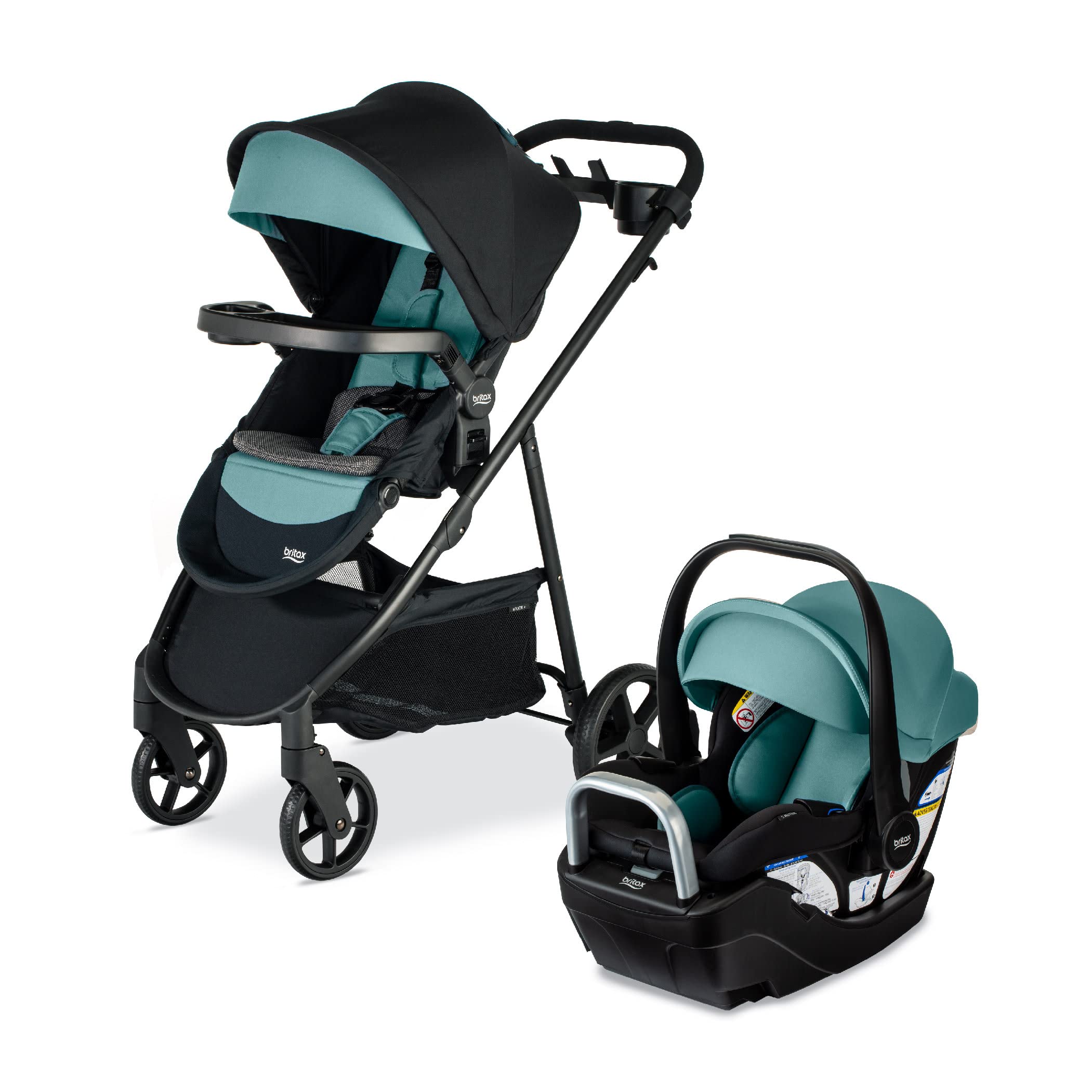 Britax Willow Brook S+ Baby Travel System - Infant Car Seat & Stroller Combo with Alpine Base | ClickTight Safety Technology | SafeWash Insert & Cover in Jade Onyx | Perfect for Newborns, Shopping & Family Outings