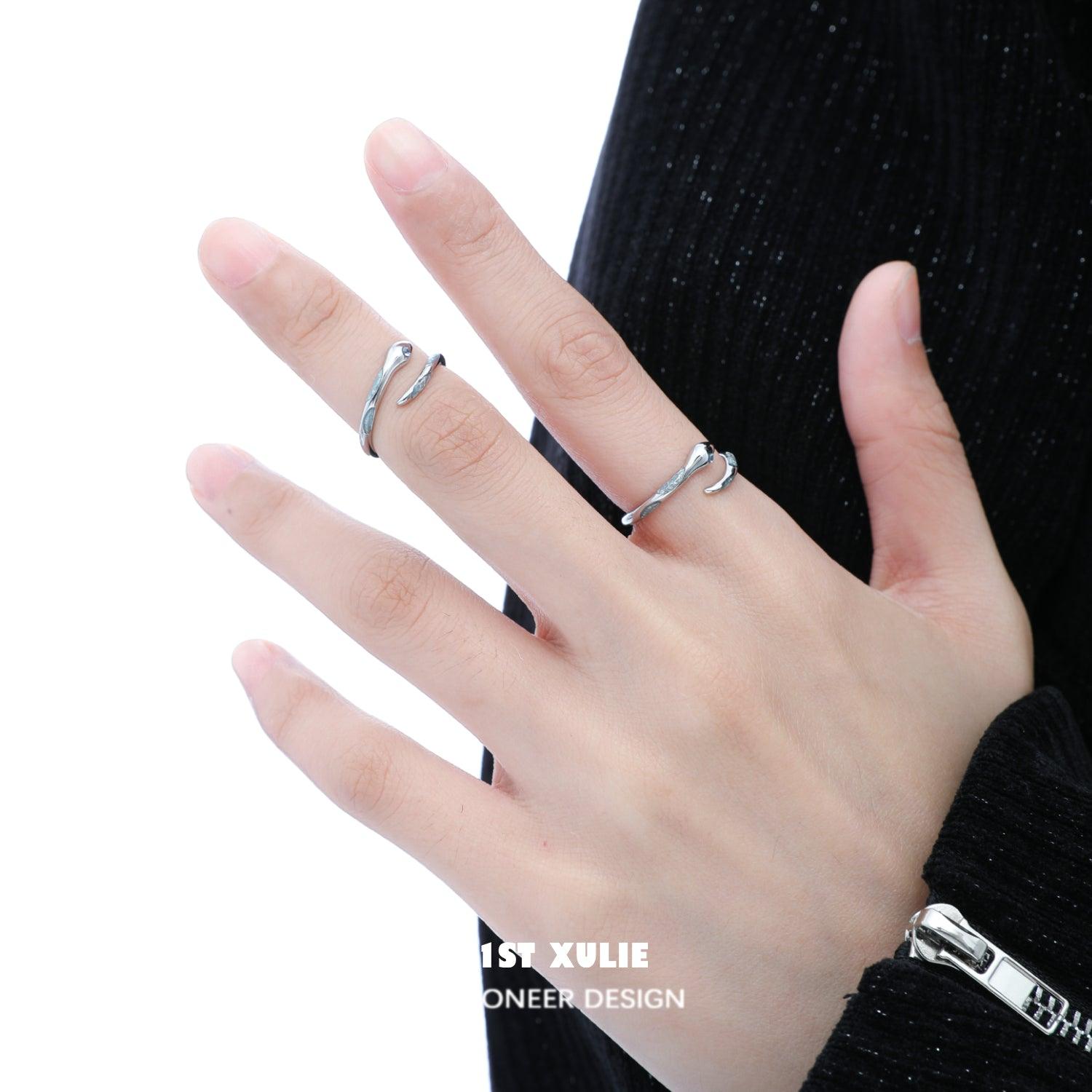 Frozen Serpent Girl Adjustable S925 Sterling Silver Ring for Women - Gothic Jewelry for Halloween, Cosplay & Unique Fashion Accessories