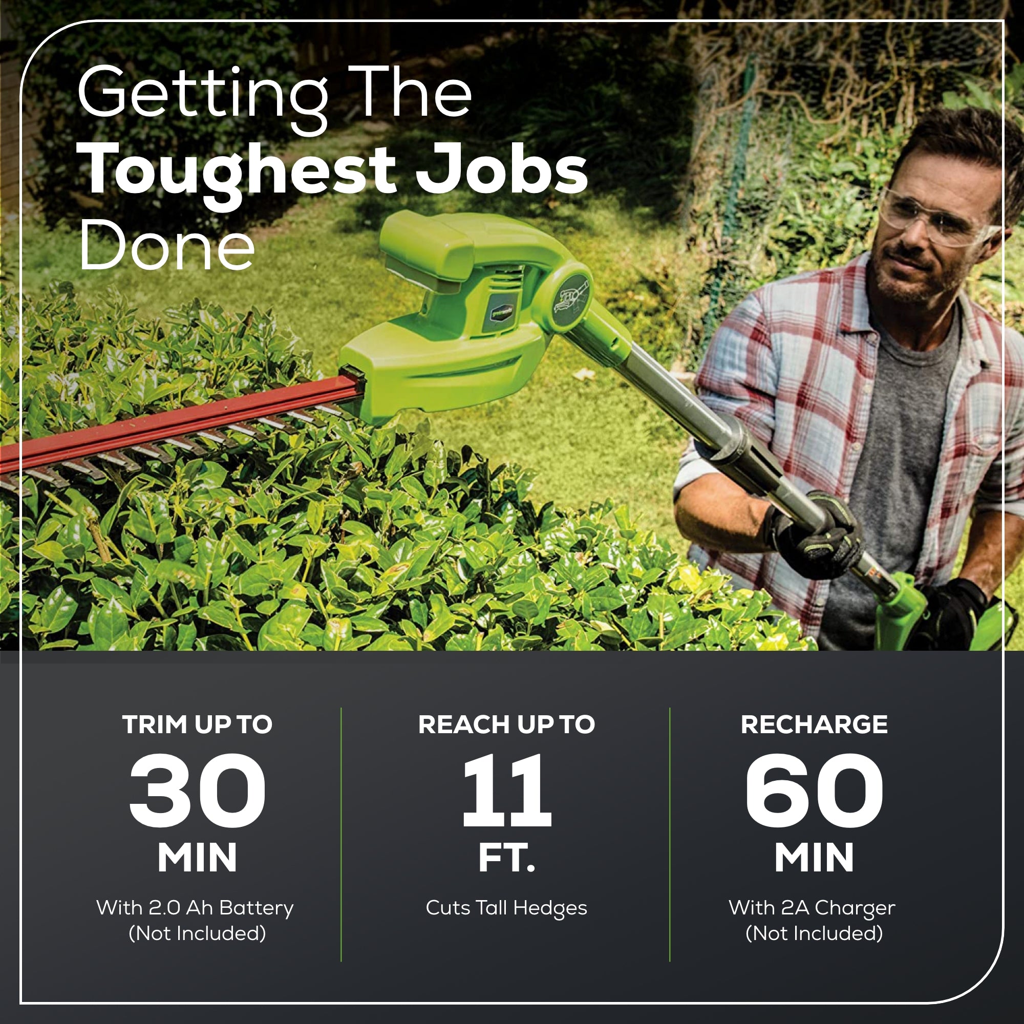 40V 20-Inch Cordless Battery Pole Hedge Trimmer (Tool Only) - Perfect for Landscaping, Tree Trimming & Garden Maintenance