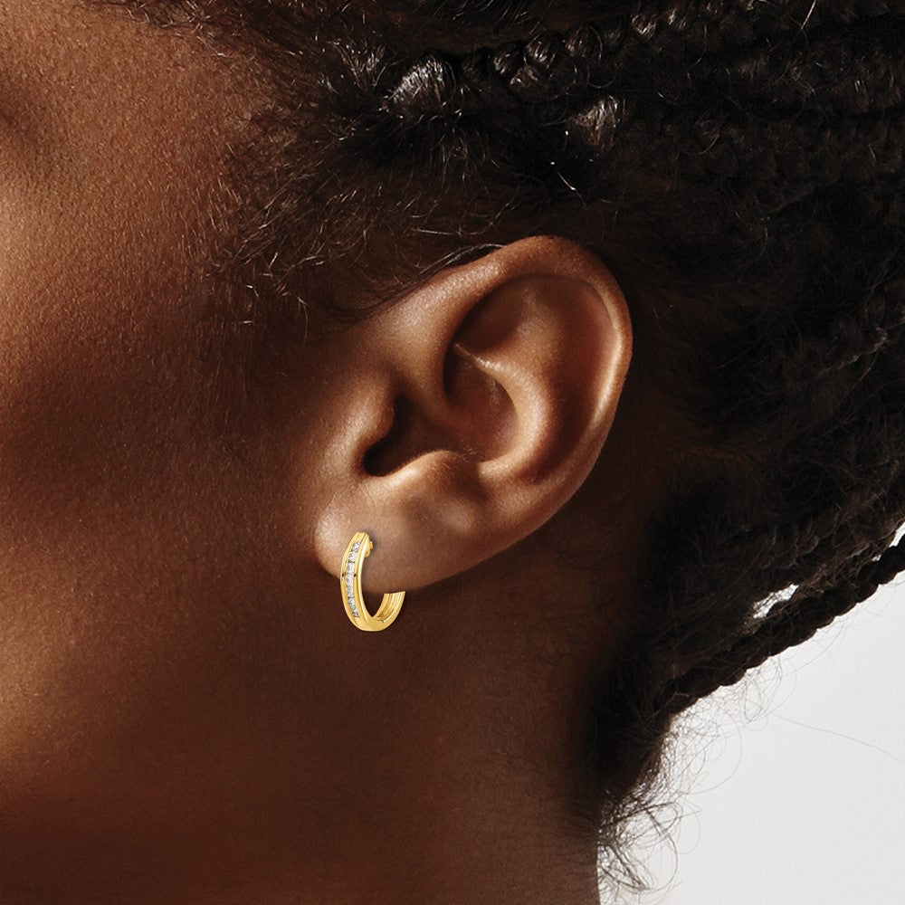 14K Gold Diamond Hinged Hoop Earrings for Women - Classic Dangle Drop Earrings | EM5351 020 YA | Perfect for Weddings, Parties & Everyday Elegance