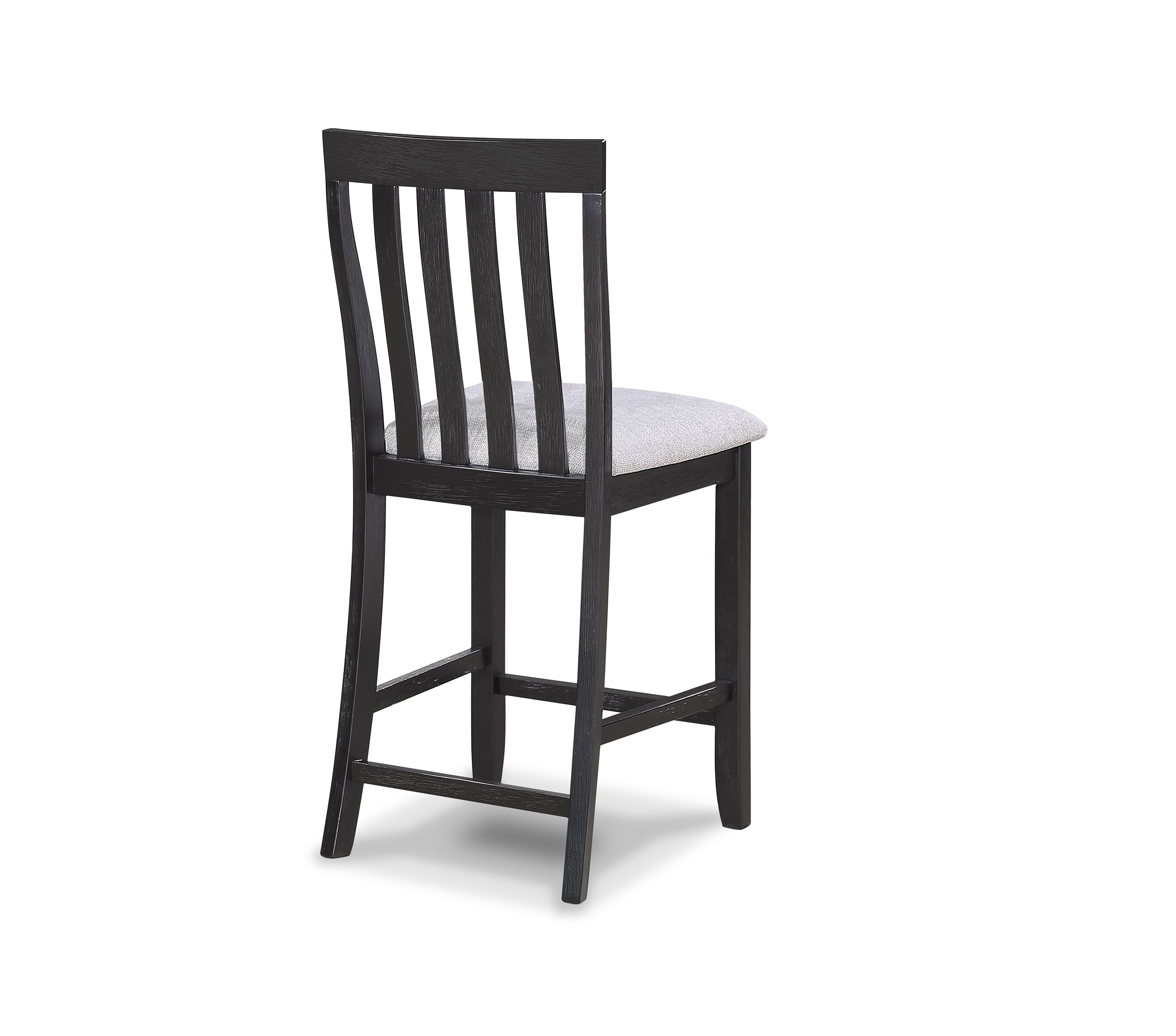 2-Piece Black & Light Gray Counter Height Chairs - Solid Wood Slat Back Bar Stools for Kitchen Island, Dining Room & Breakfast Nook - Modern Farmhouse Style Counter Stools with Comfortable Seat Height (Set of 2)