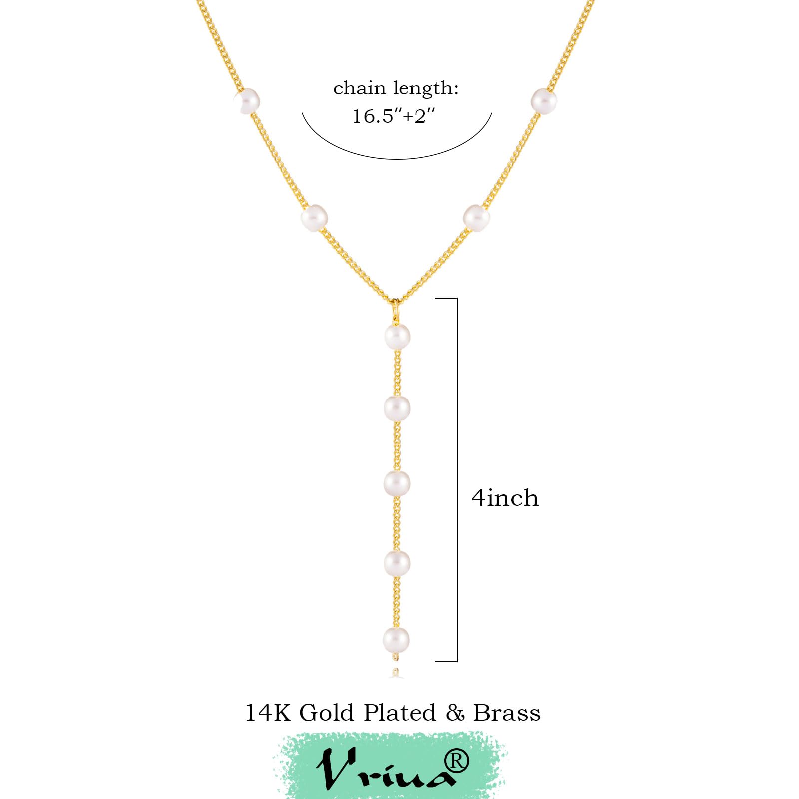 VRIUA 14K Gold Plated Pearl Necklace for Women - Dainty Minimalist Everyday Jewelry, Elegant Gift for Anniversary, Birthday & Special Occasions