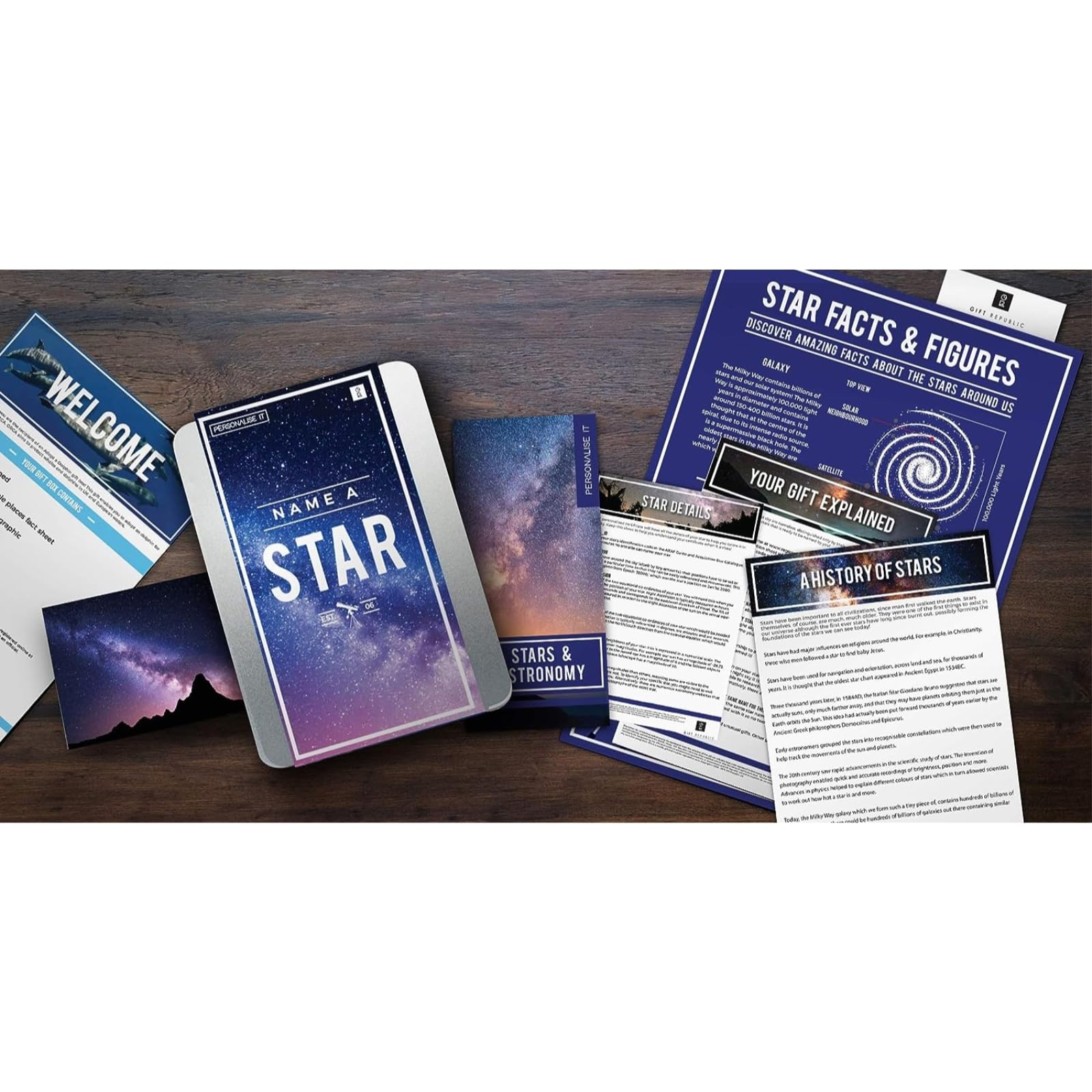 Gift Republic Name a Star Gift Box - Unique Personalized Star Naming Kit for Birthdays, Anniversaries & Romantic Gifts - Official Certificate & Constellation Map Included