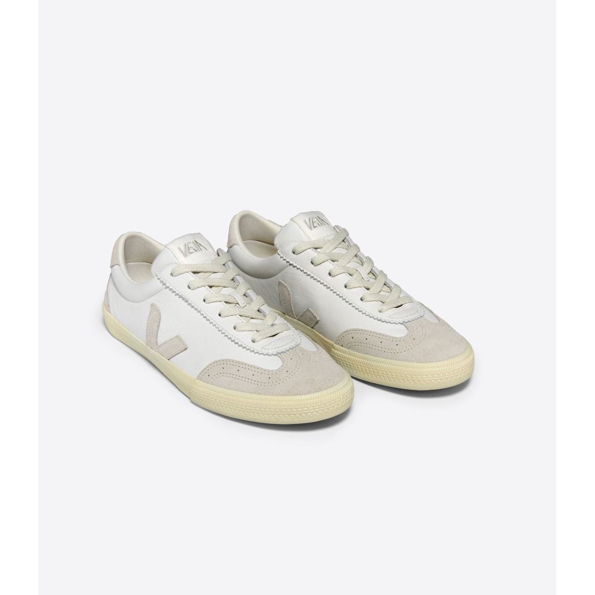 Veja Women's Volley Leather Sneaker - White Natural Eco-Friendly Vegan Shoes for Women | Casual Walking, Work & Everyday Wear