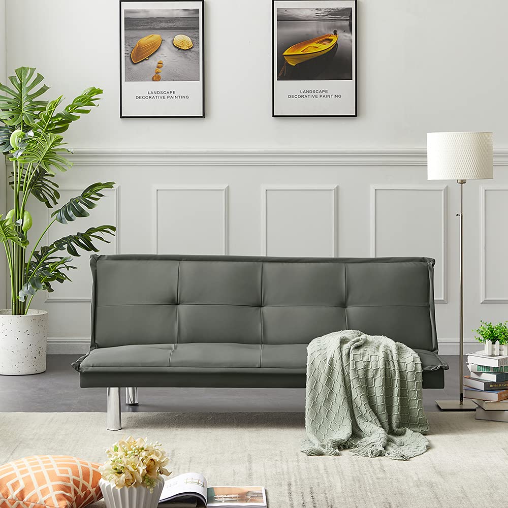 HUAYICUN PU Leather Convertible Folding Futon Sofa Bed - Multi-Functional Sleeper Couch for Small Spaces, Living Room, Bedroom & Guest Room | Comfortable Modern Furniture for Apartments & Dorms